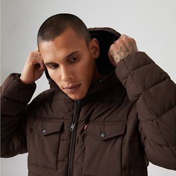 Hooded 2 Chest Pocket Puffer Jacket - Brown | Levi's® US Hooded 2 Chest Pocket Puffer Jacket - Brown | Levi's® US