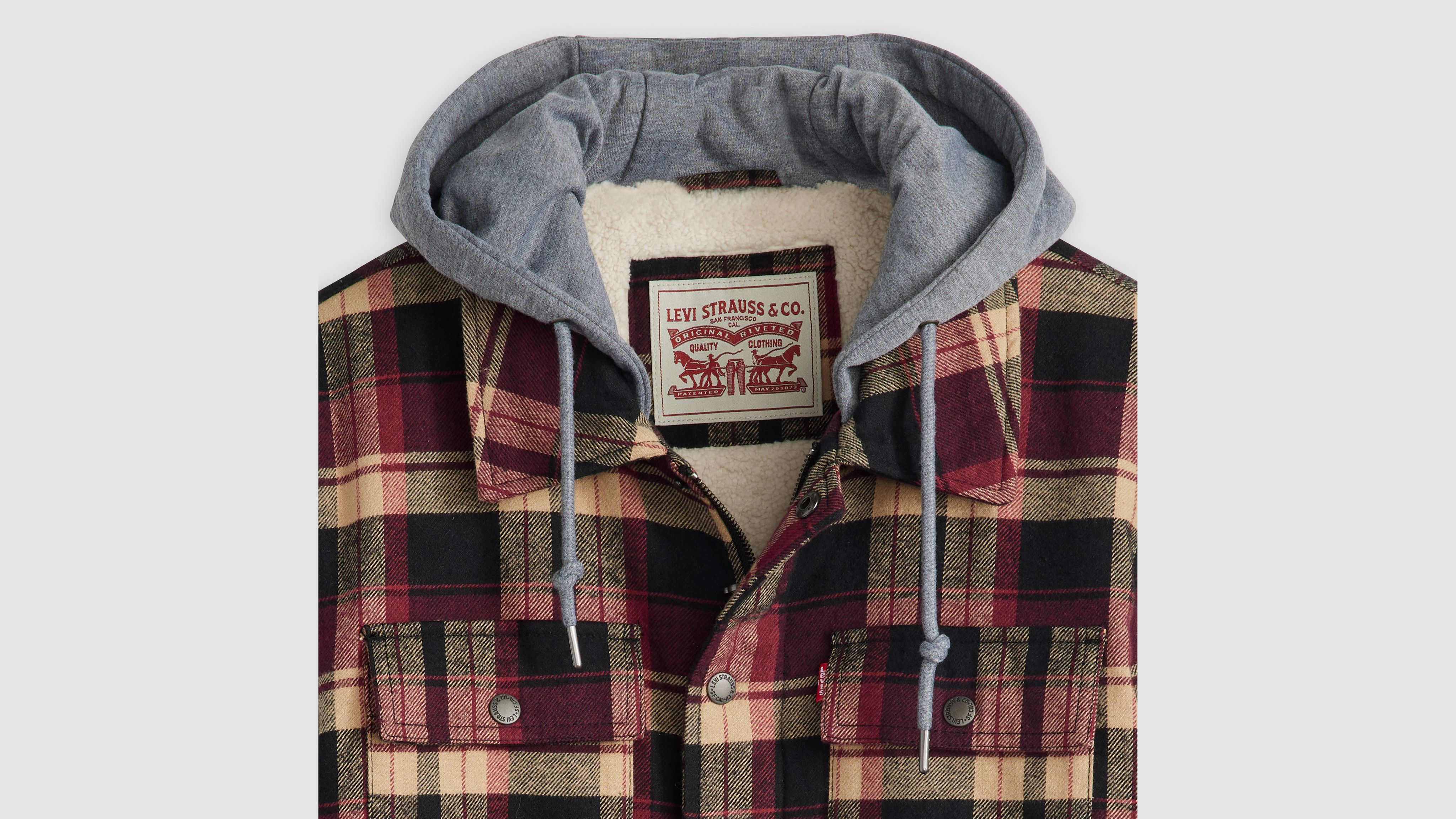Levi's Cotton Plaid Sherpa Lined Shacket In Multi