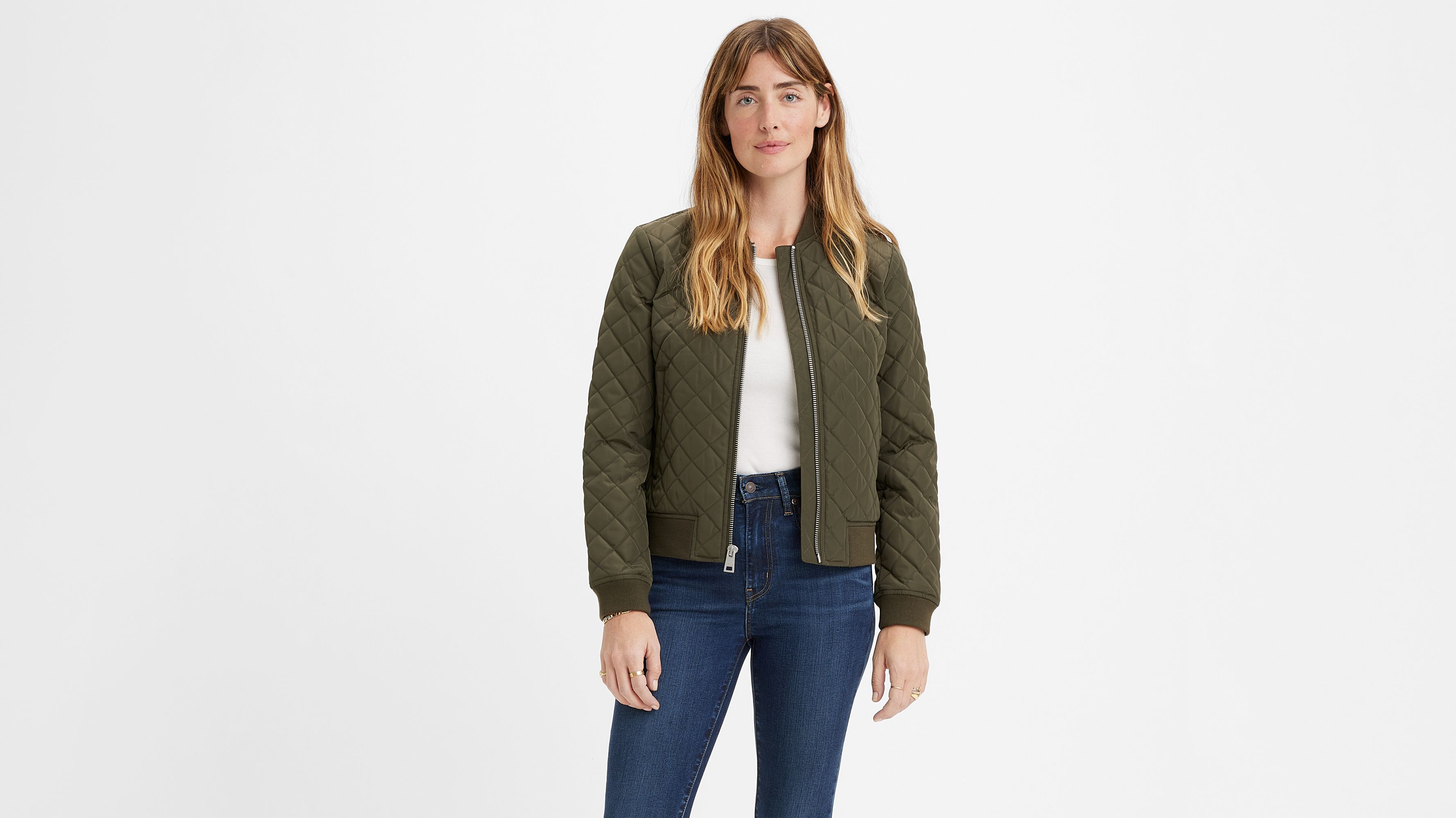 Diamond Quilted Bomber Jacket Green Levi s US