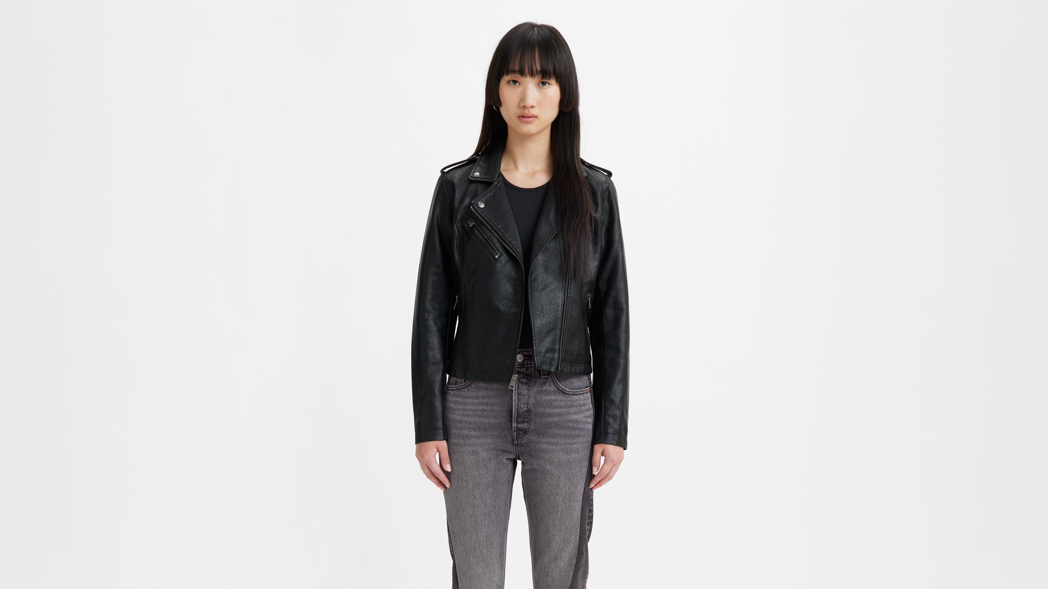 Levi&s Women&s Faux-Leather Moto Jacket - Black