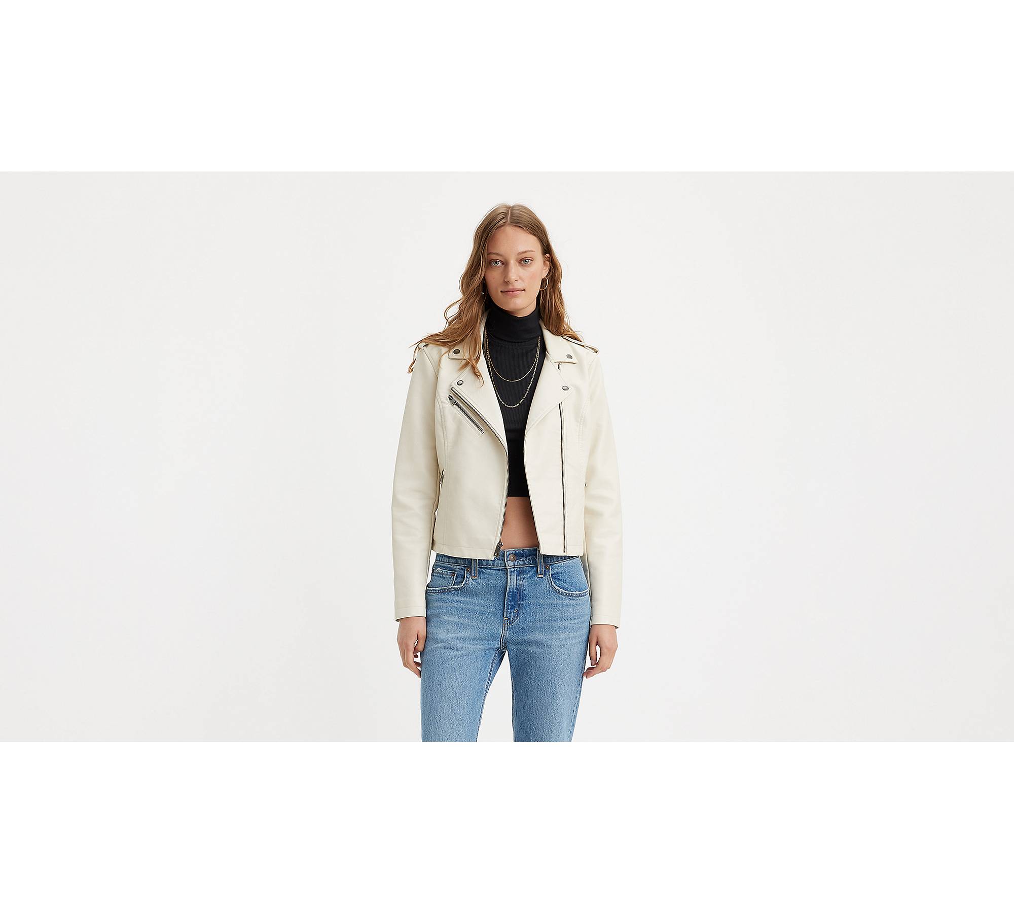 Faux Leather Moto Jacket - White | Levi's® US