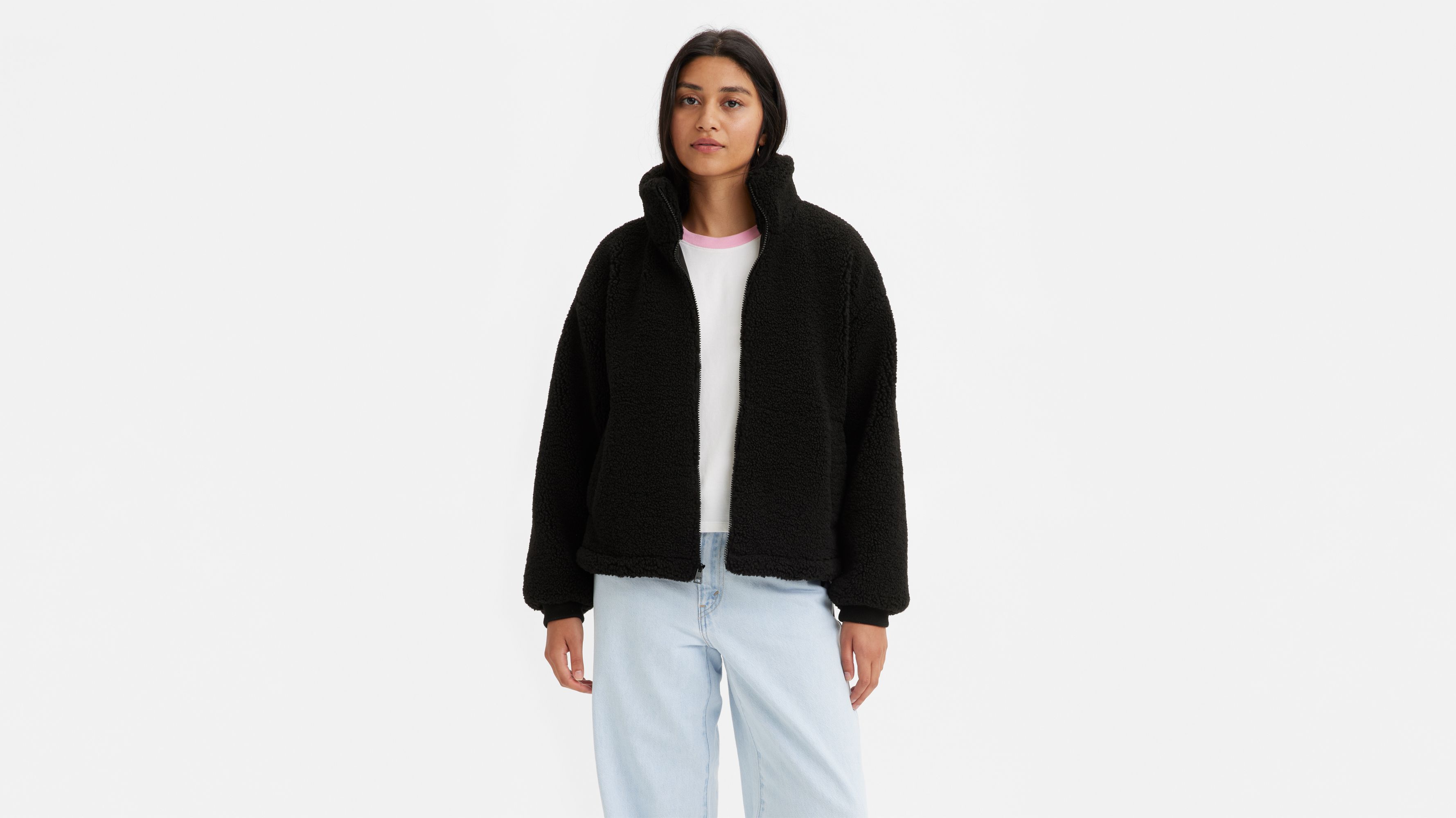 Urban outfitters teddy jacket on sale black