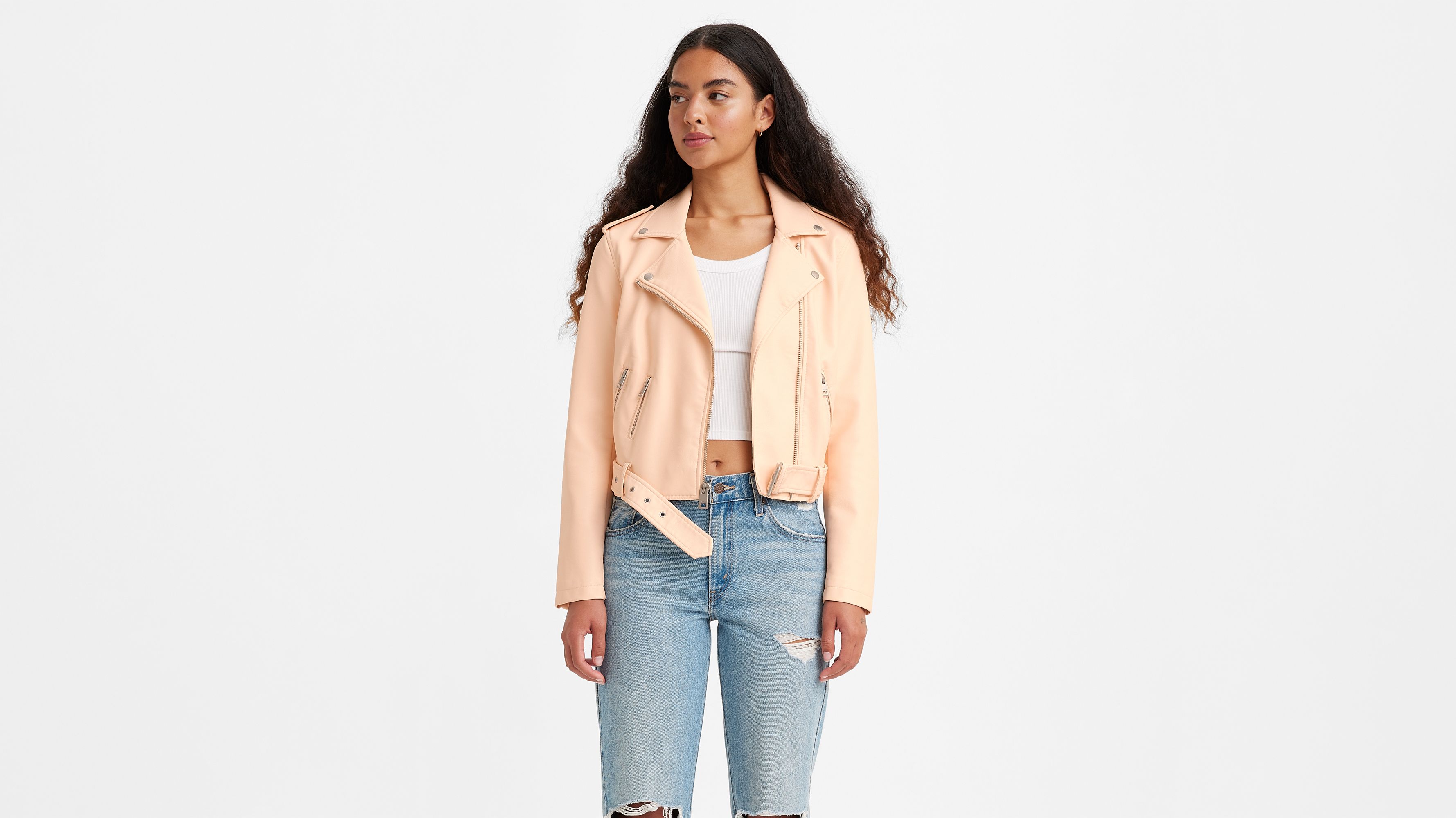 Belted Faux Leather Moto Jacket - Pink | Levi's® US