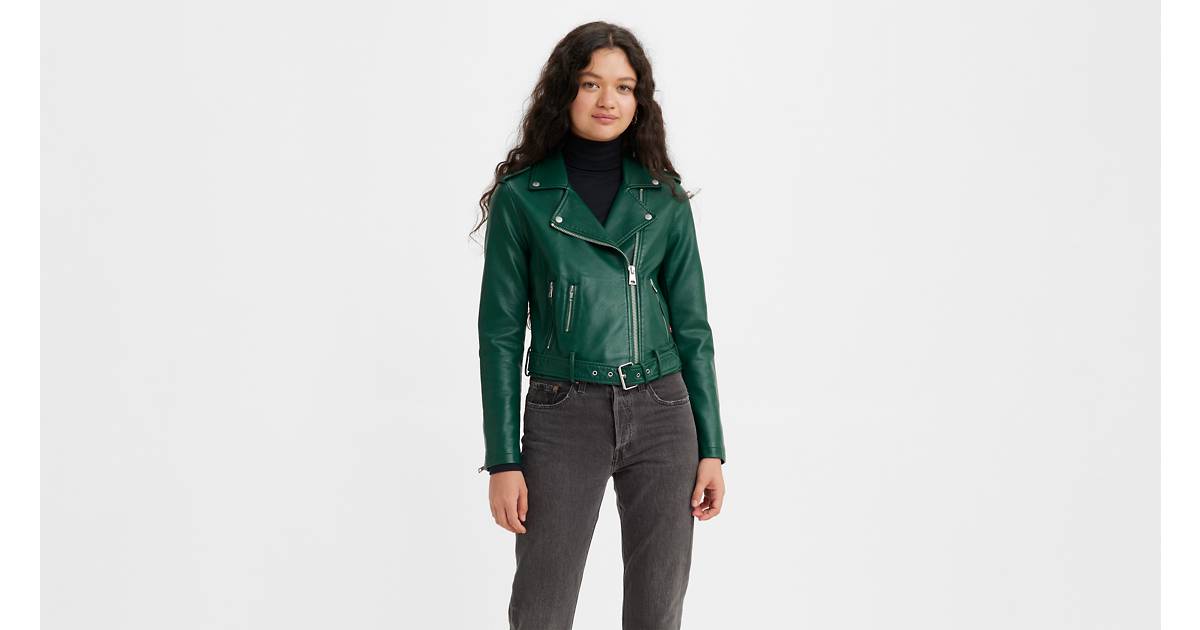 Belted Faux Leather Moto Jacket - Green | Levi's® US