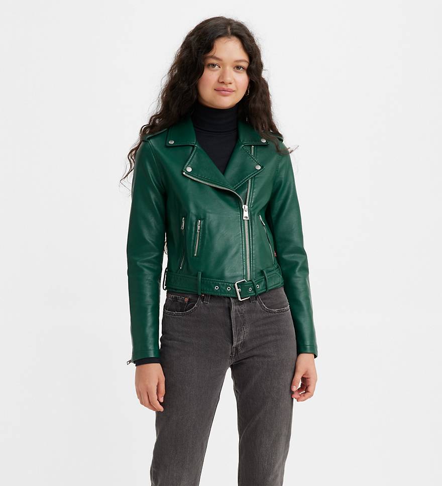 Belted Faux Leather Moto Jacket - Green | Levi's® US