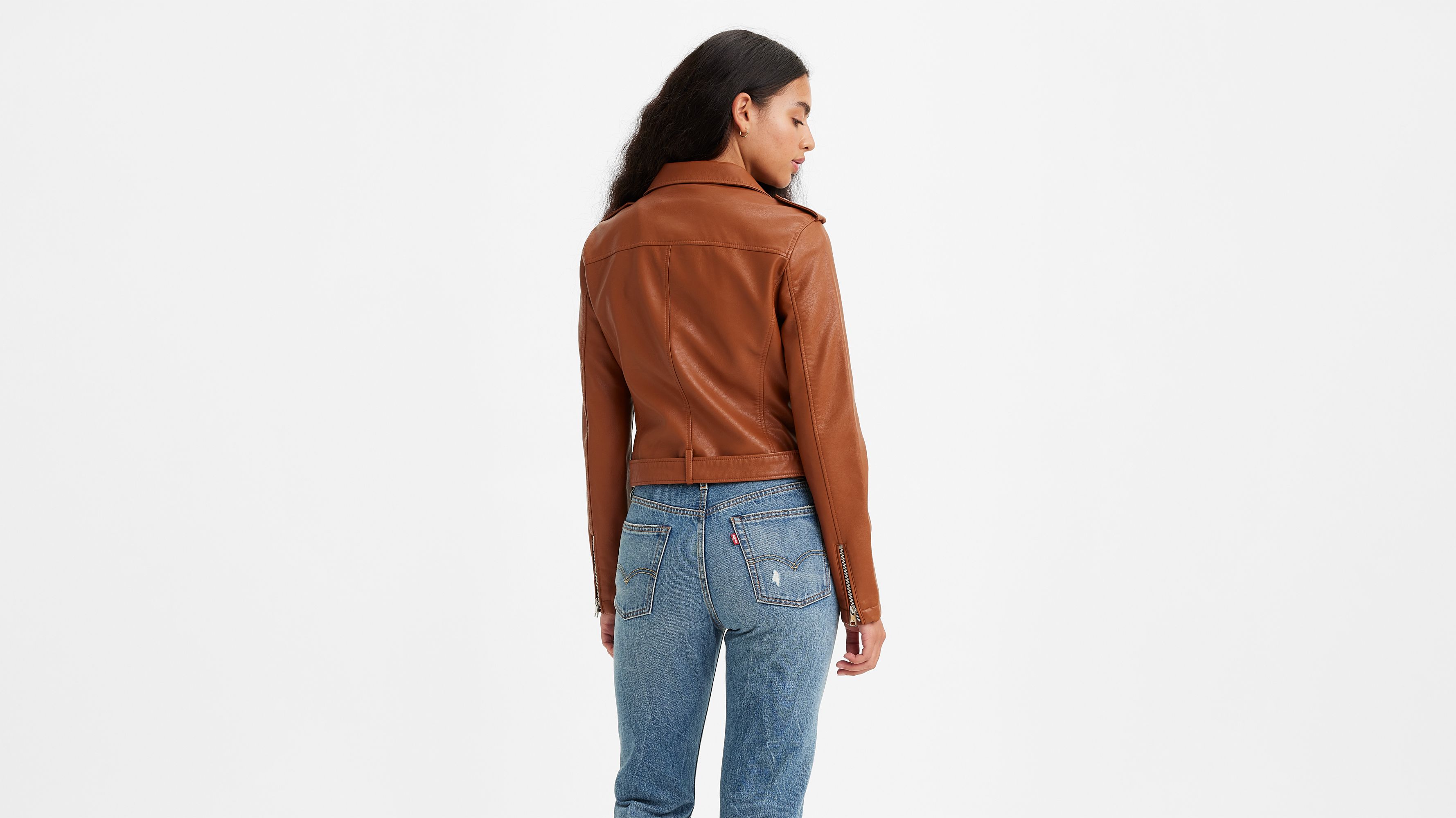 Brown leather levi clearance jacket