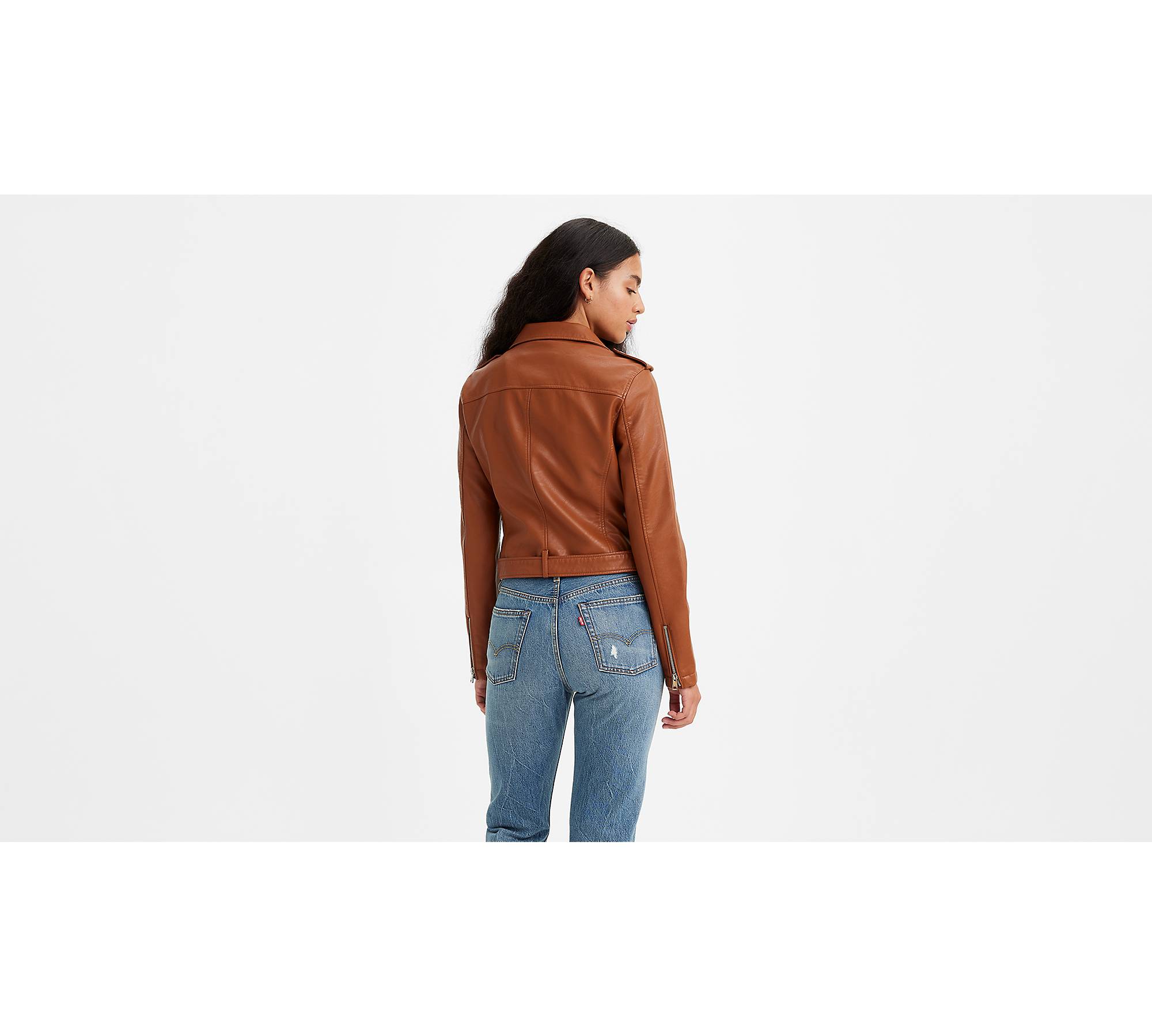 Belted Faux Leather Moto Jacket - Brown | Levi's® US