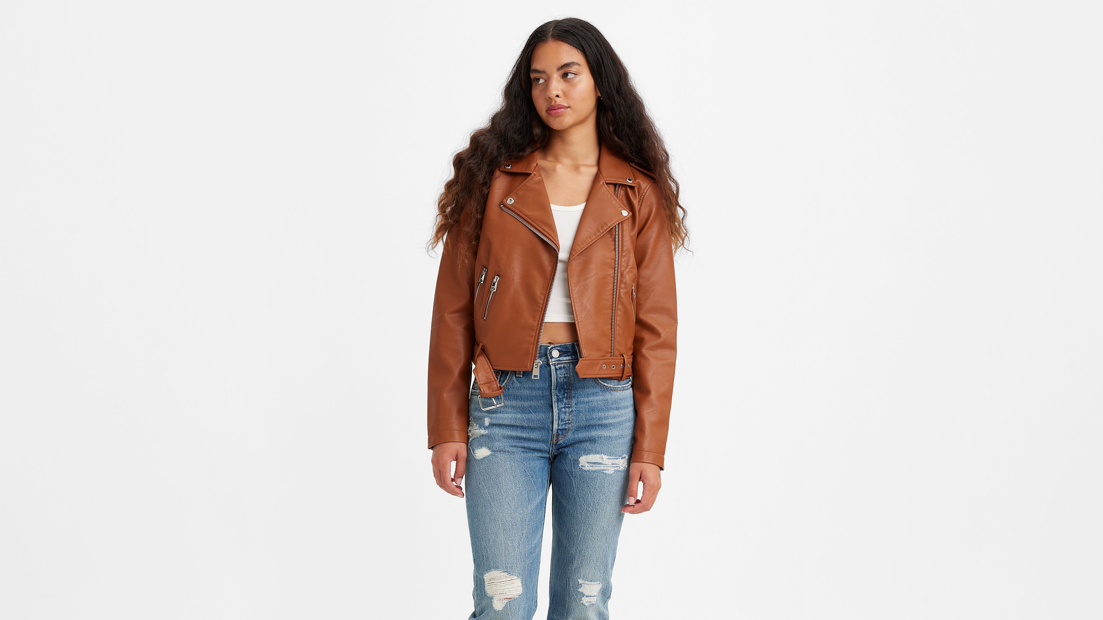 Levi's relaxed leather moto jacket best sale