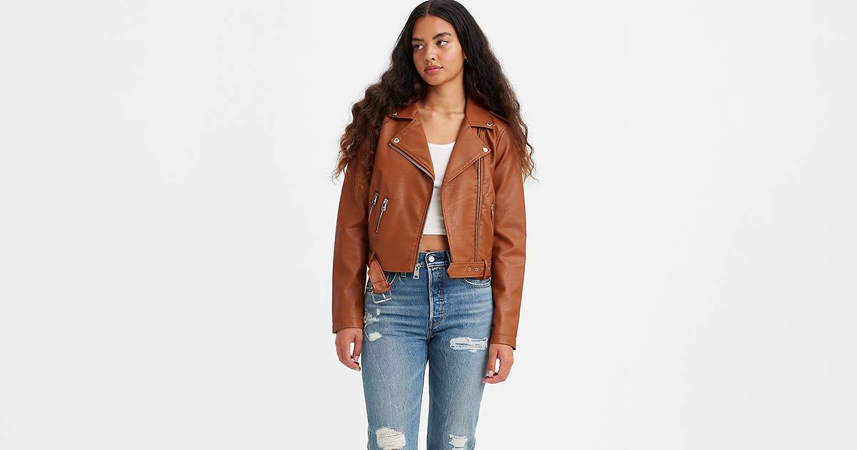 Belted Faux Leather Moto Jacket - Brown | Levi's® US