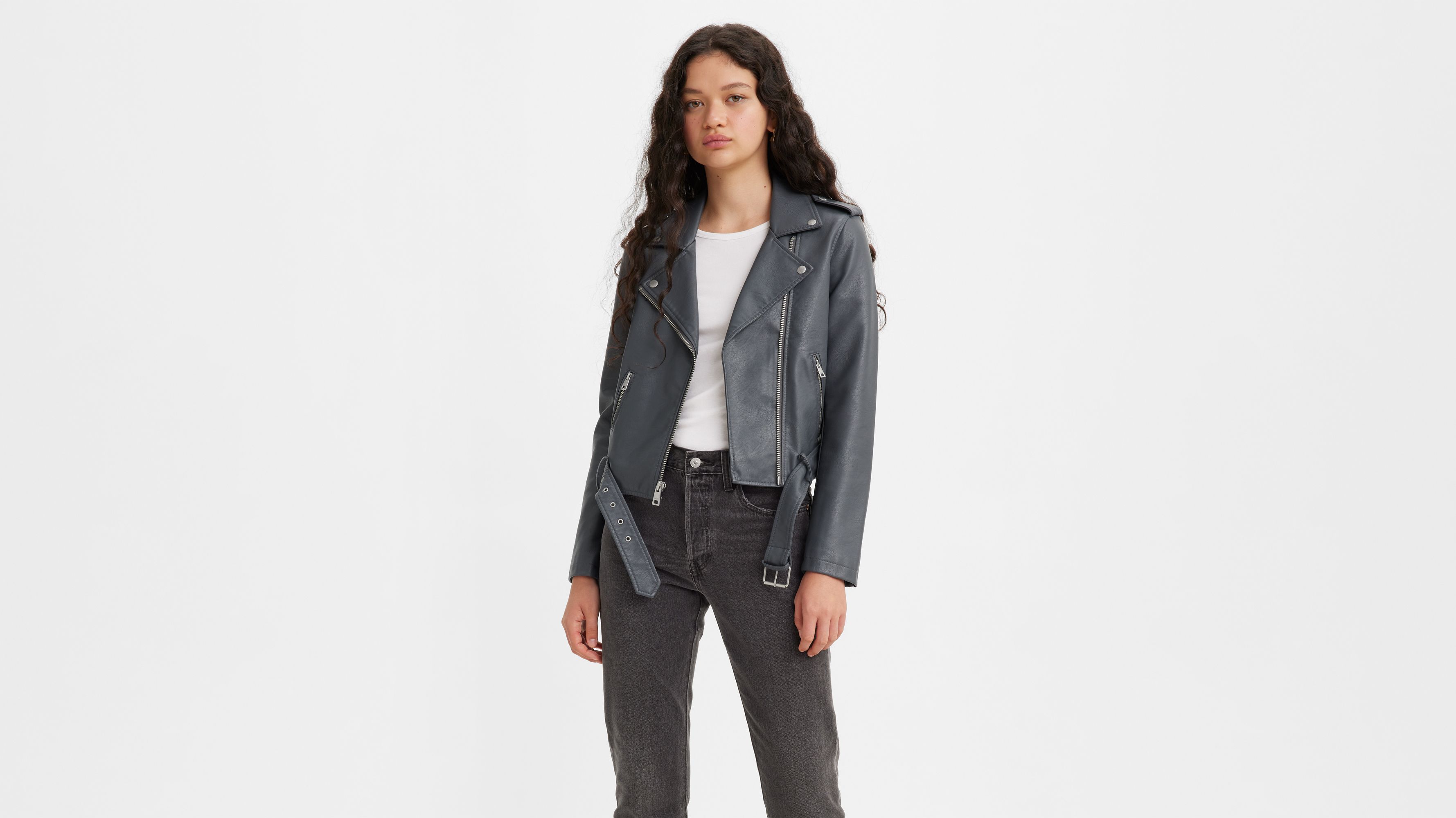 Levi's Belted Faux Leather Moto Jacket - Women's - Peach M