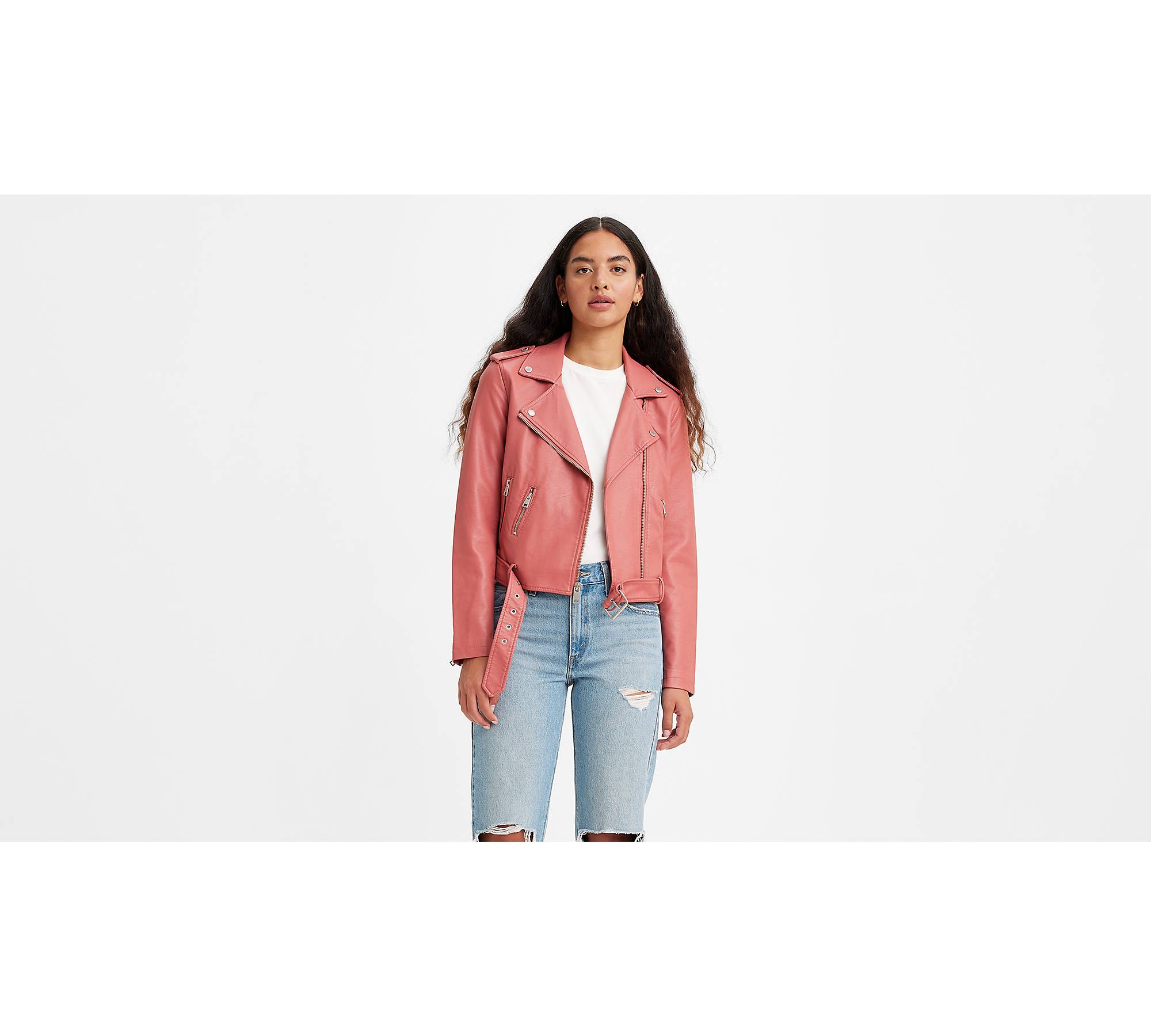 Belted Faux Leather Moto Jacket - Pink | Levi's® US