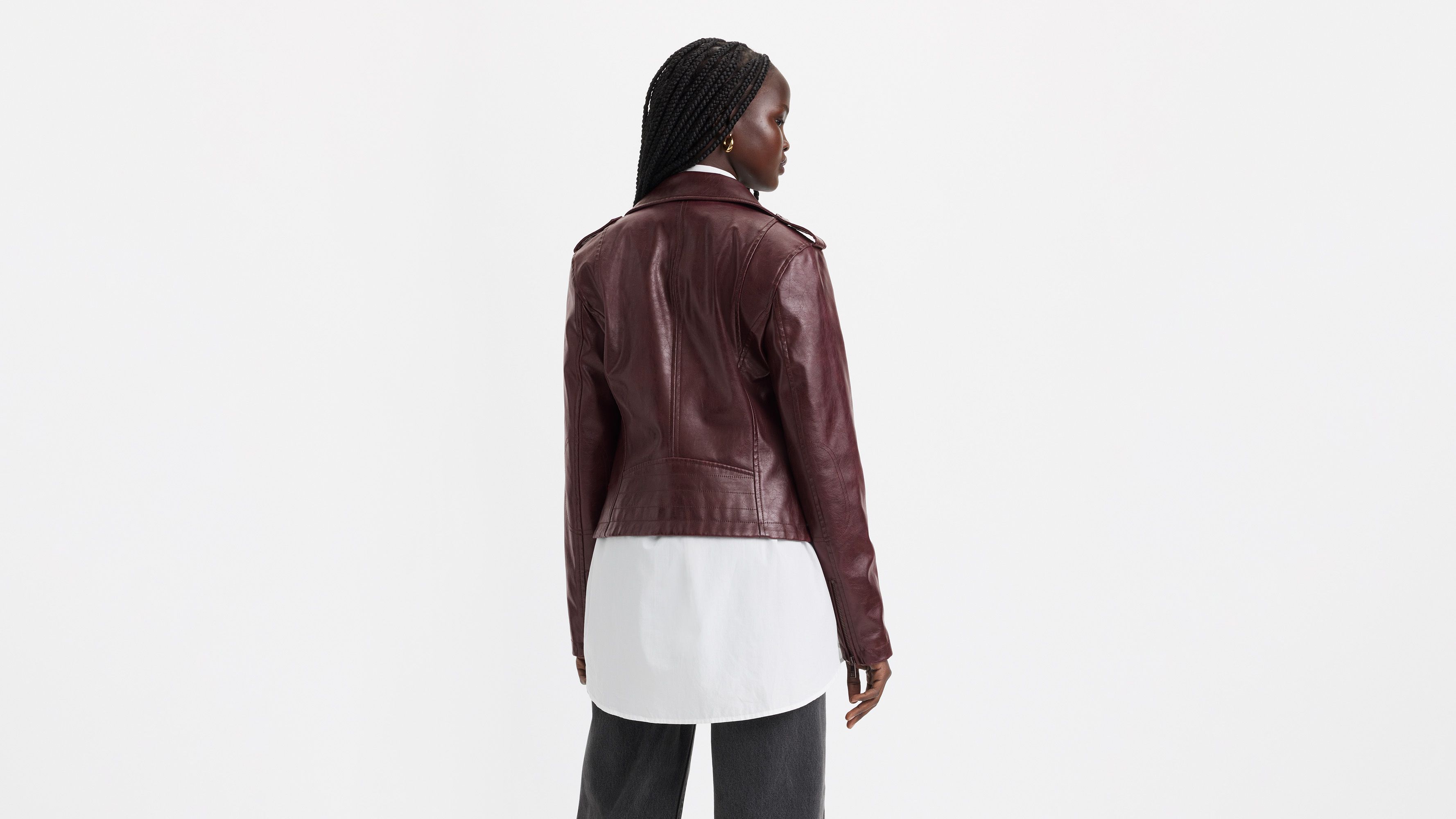Levi's Women's Faux Leather Bomber with Laydown Collar, Biscotti, X-Small  at  Women's Coats Shop