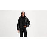 Faux Leather Puffer Jacket 1