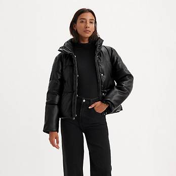 Faux Leather Puffer Jacket 1