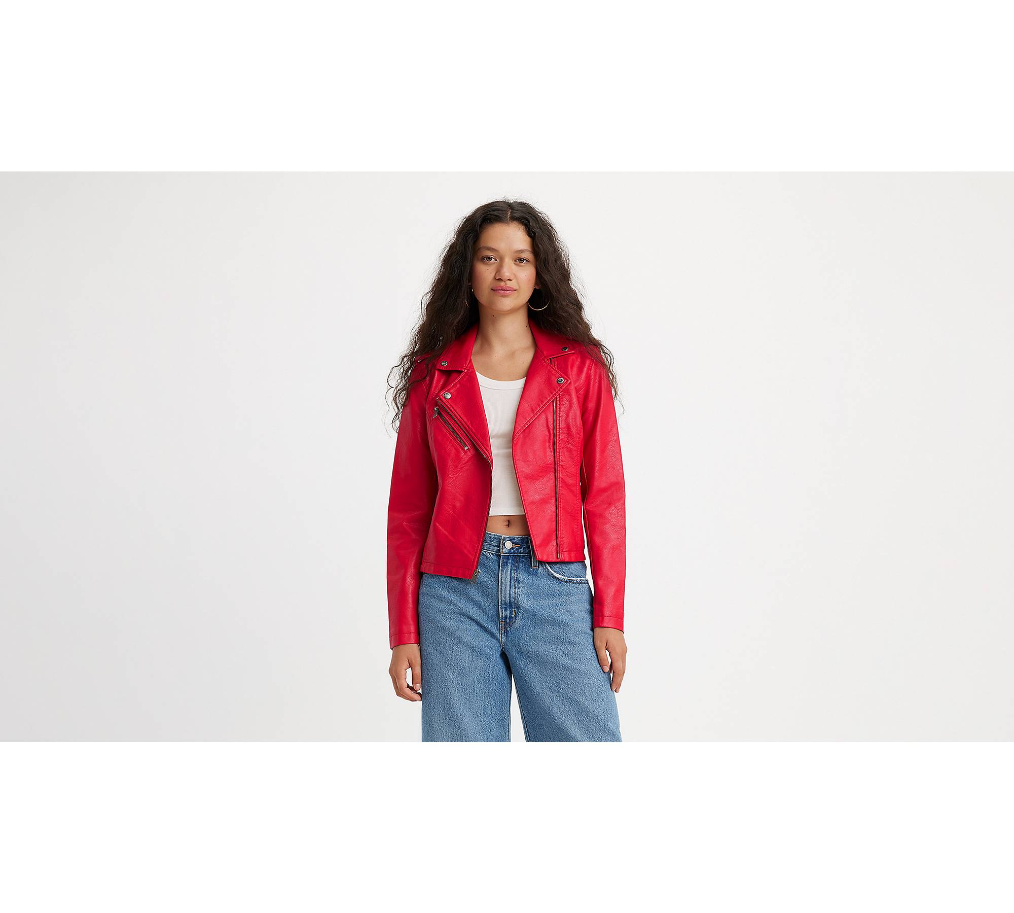 Faux Leather Moto Jacket - Red | Levi's® US