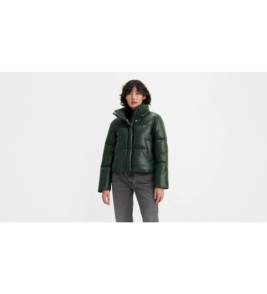 Faux Leather Puffer Jacket - Green | Levi's® US