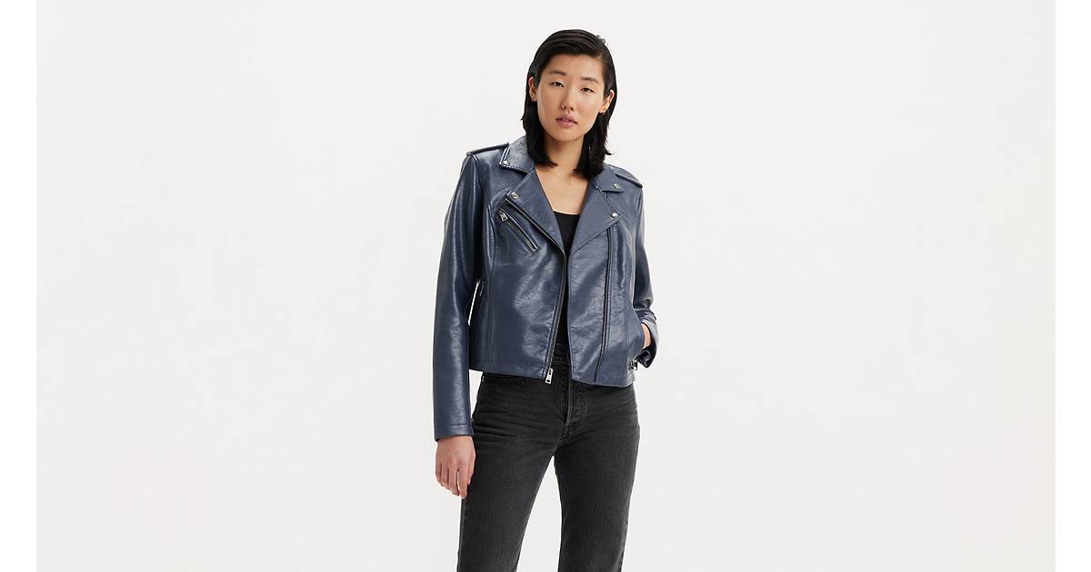 Faux Leather Moto Jacket - Blue | Levi's® US