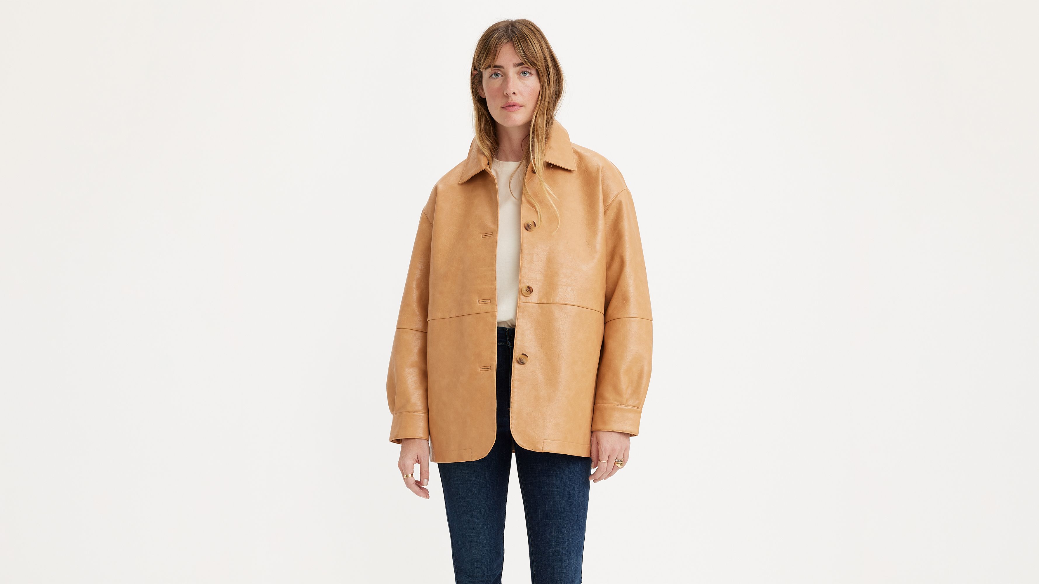 ジャケット・アウター SOFTHYPHEN FAUX LEATHER CROPPED SHIRT Faux Leather Cropped Shirt | Ardene
