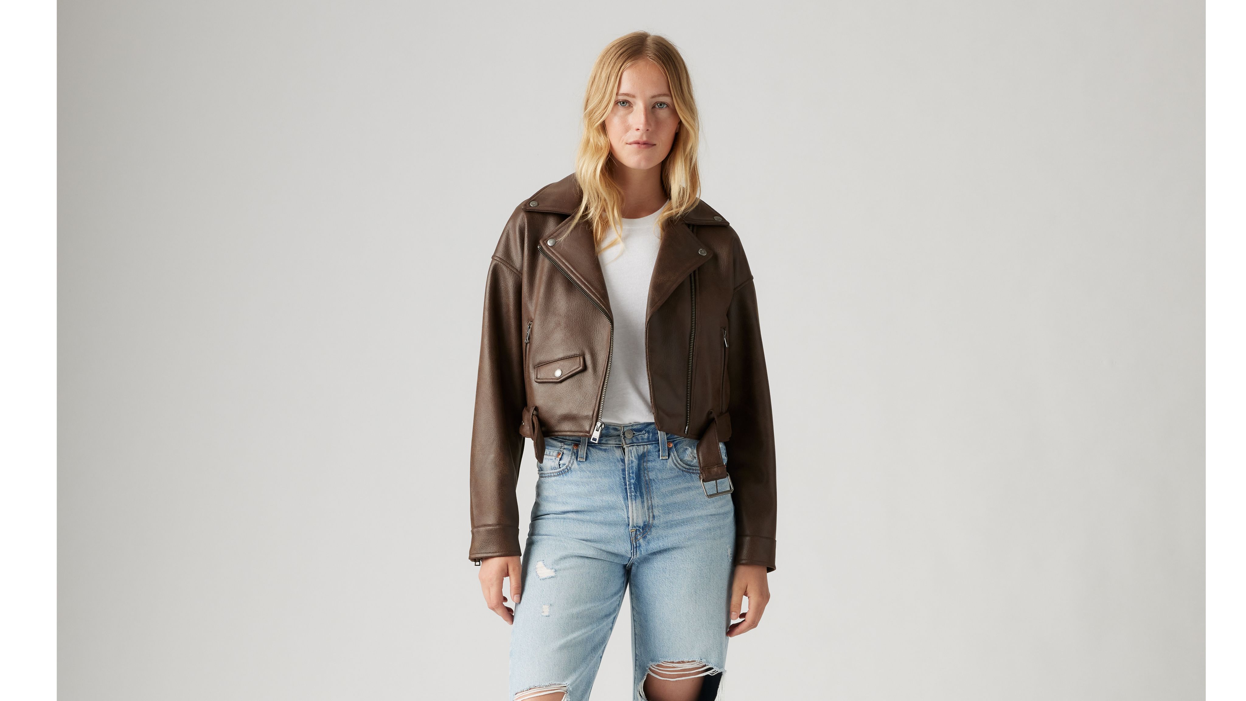 Levi's Belted Crop Moto Jacket - Women's M