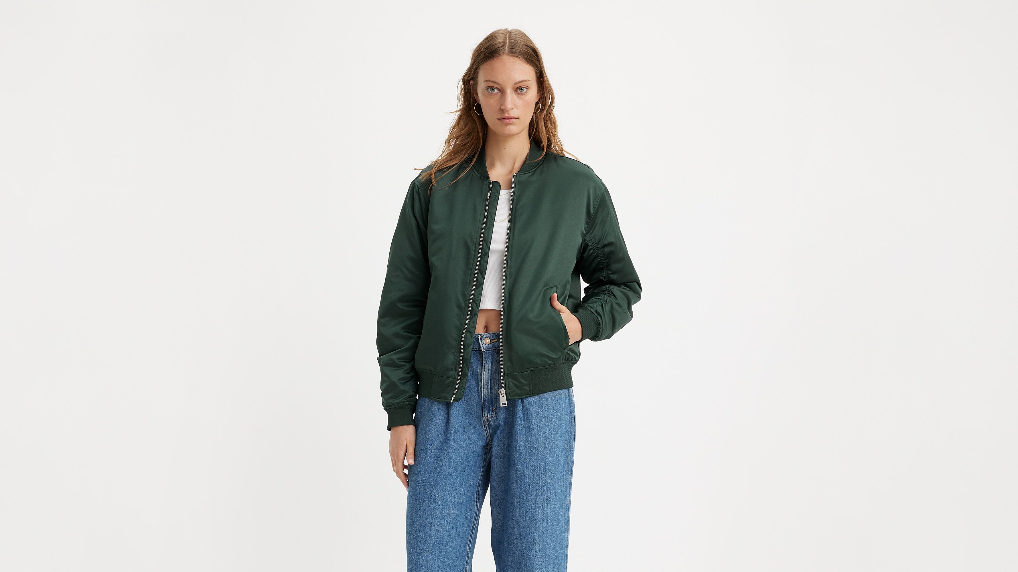 Levi s green bomber jacket online