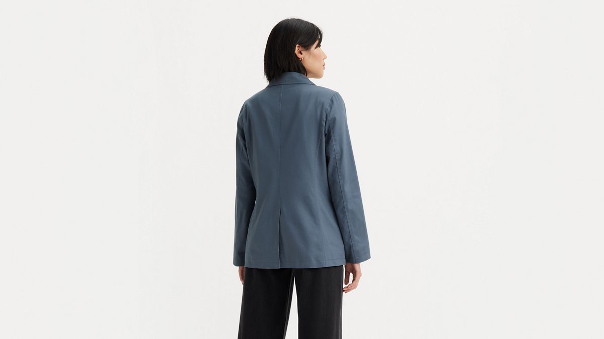 Single Breasted Cotton Blazer — Vintage Indigo - Blue