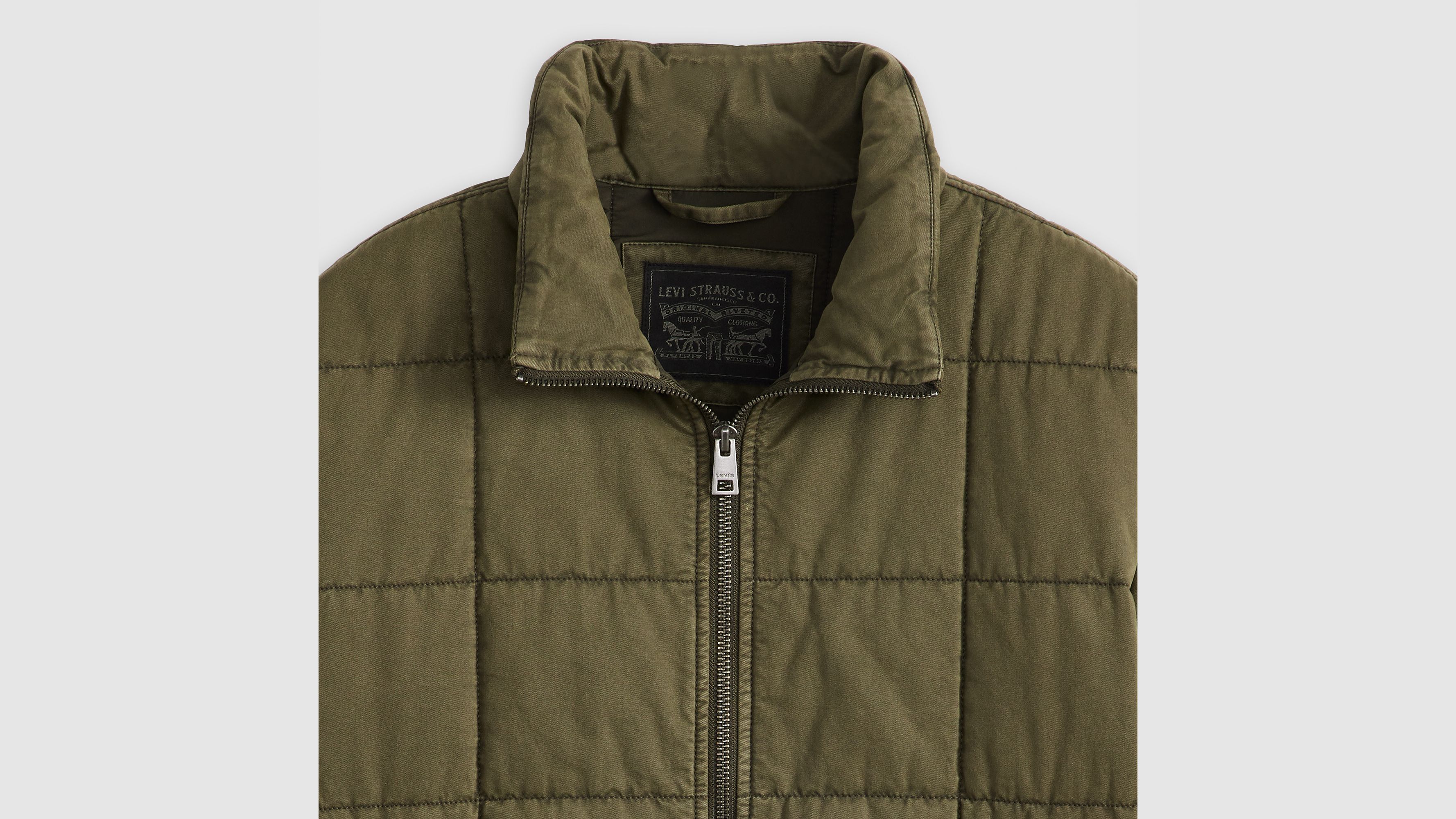 Levi's Box Quilted Cotton Jacket In Olive Night