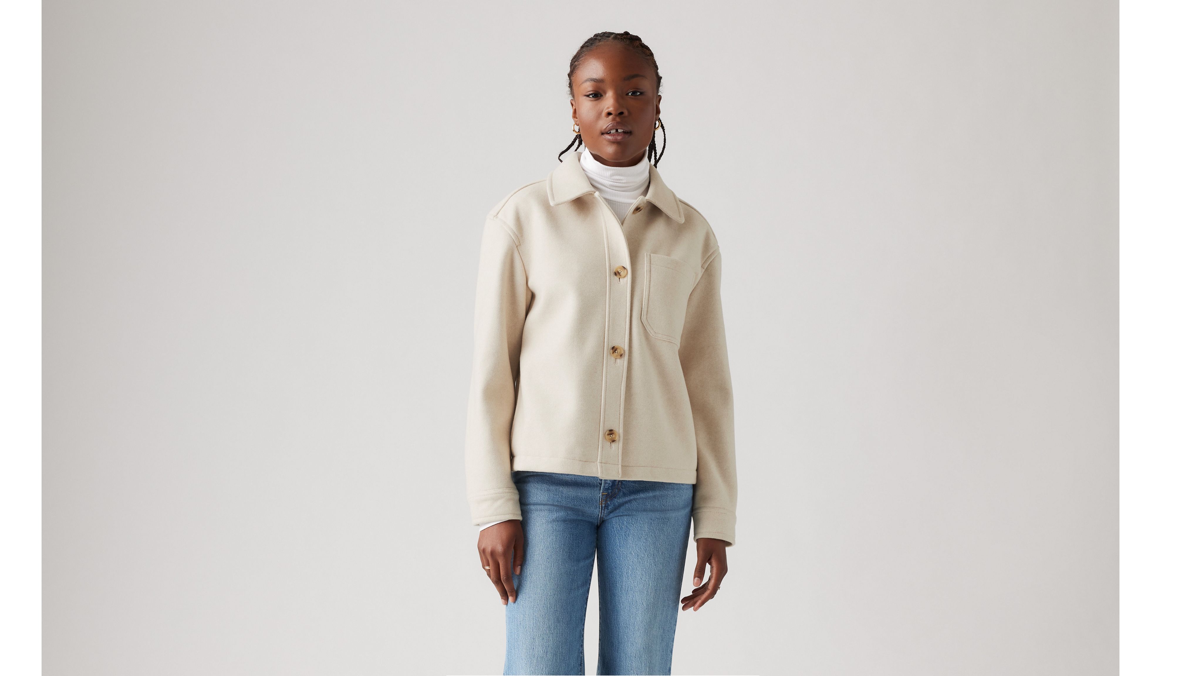 LINEN CROPPED CHORE JACKET【Mサイズ】 595450269-front-pdp?$onmodelfront$