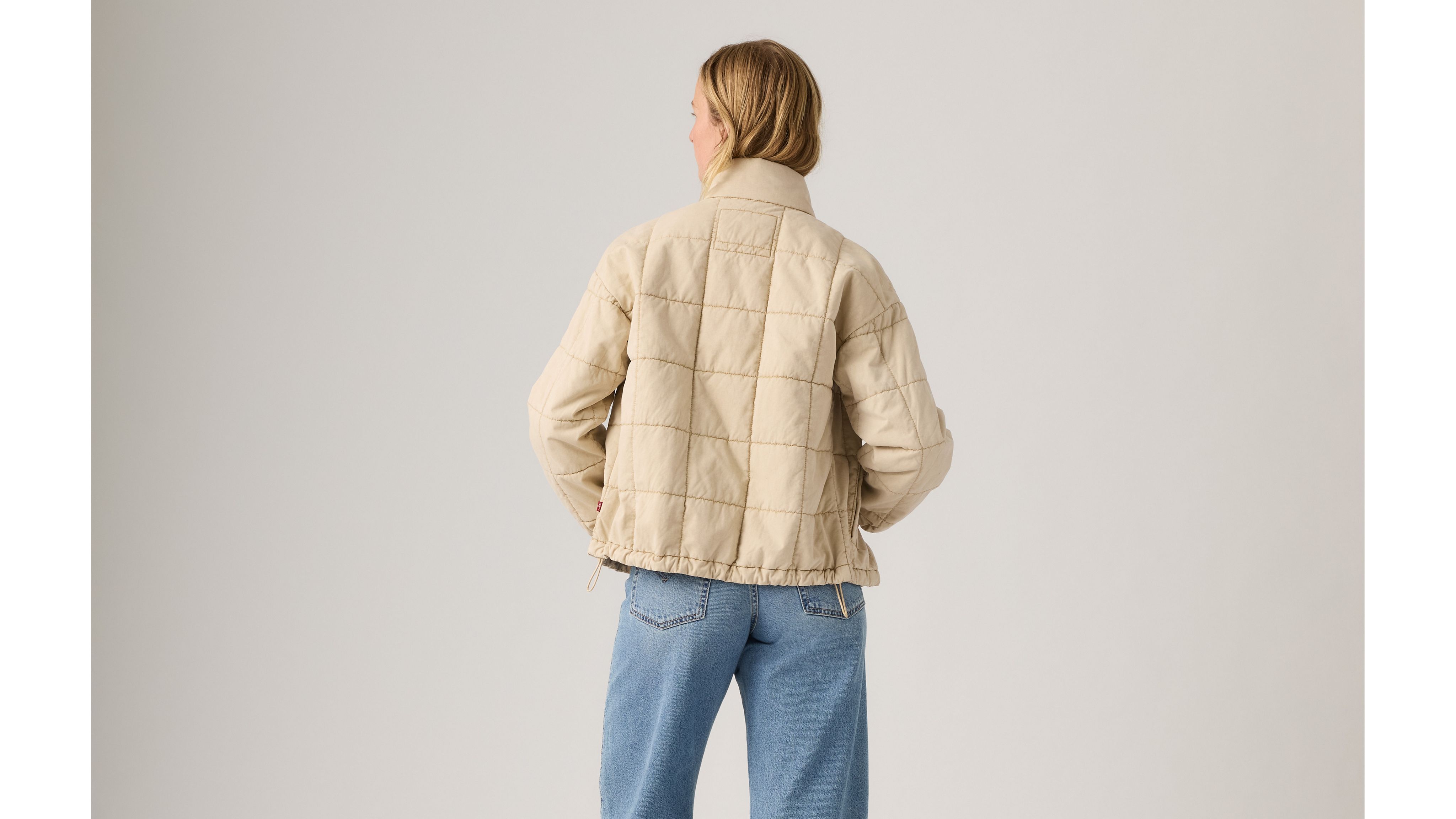 Levi's Box Quilted Relaxed Cotton Jacket In Neutral