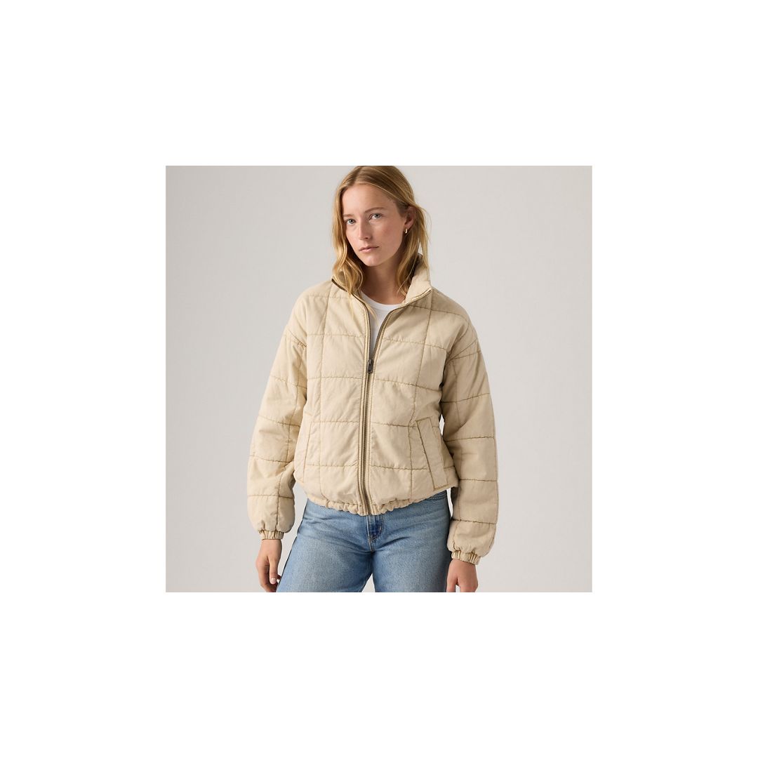 Levi's Box Quilted Relaxed Cotton Jacket In Neutral