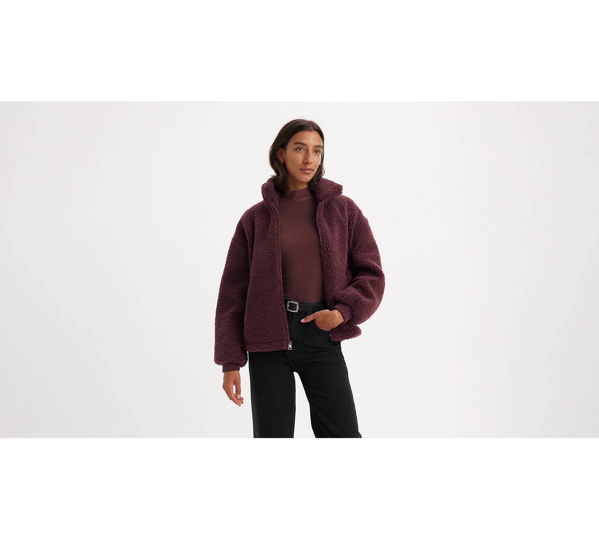 CANADA WEATHER GEAR Women's Fleece Sweatshirt Jacket - Sherpa Fur Teddy Coat  for Women (S-XL) 