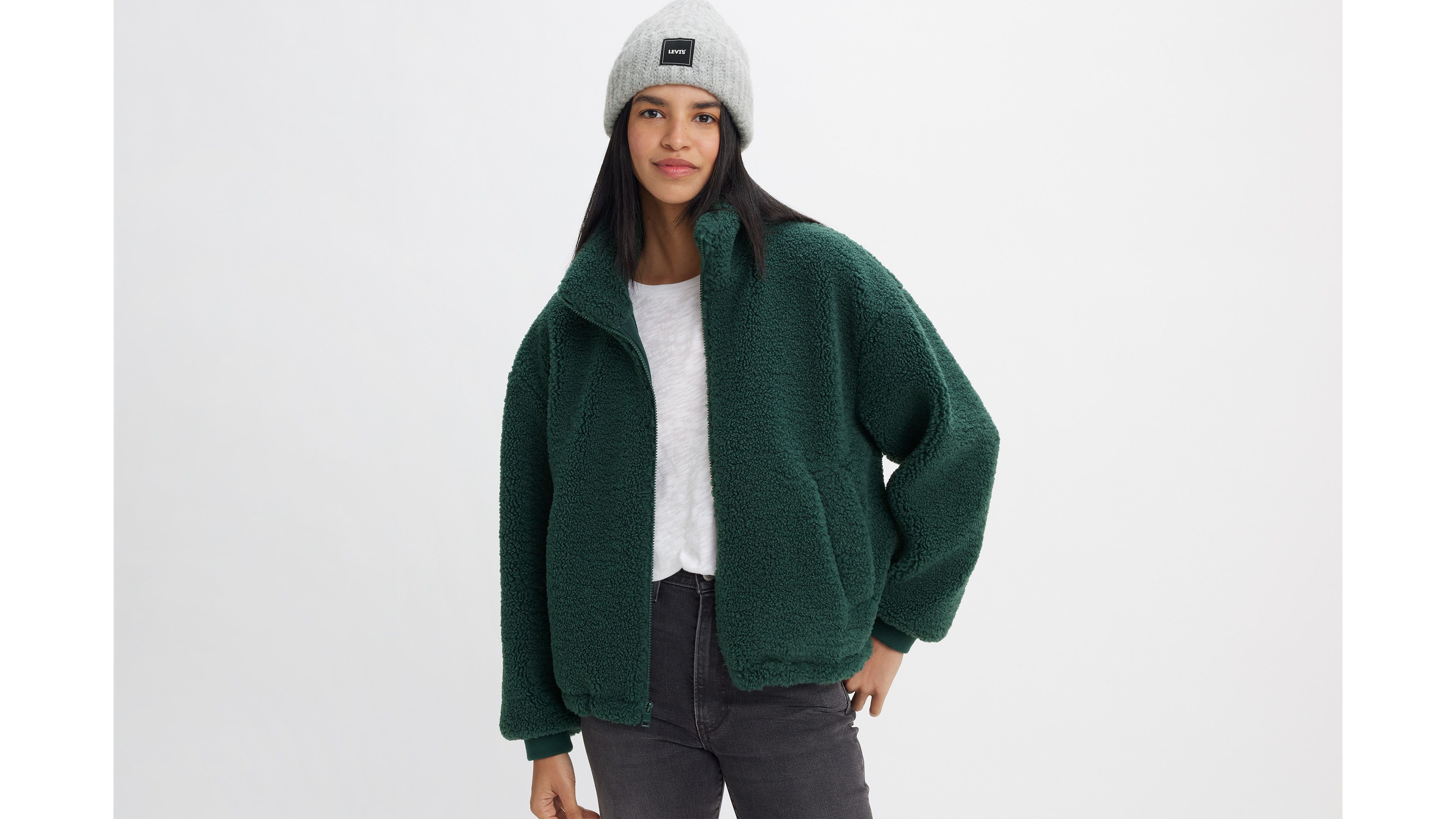 Dark green sherpa outlet jacket