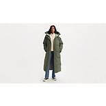 Extra Long Quilted Hooded Parka Coat 1