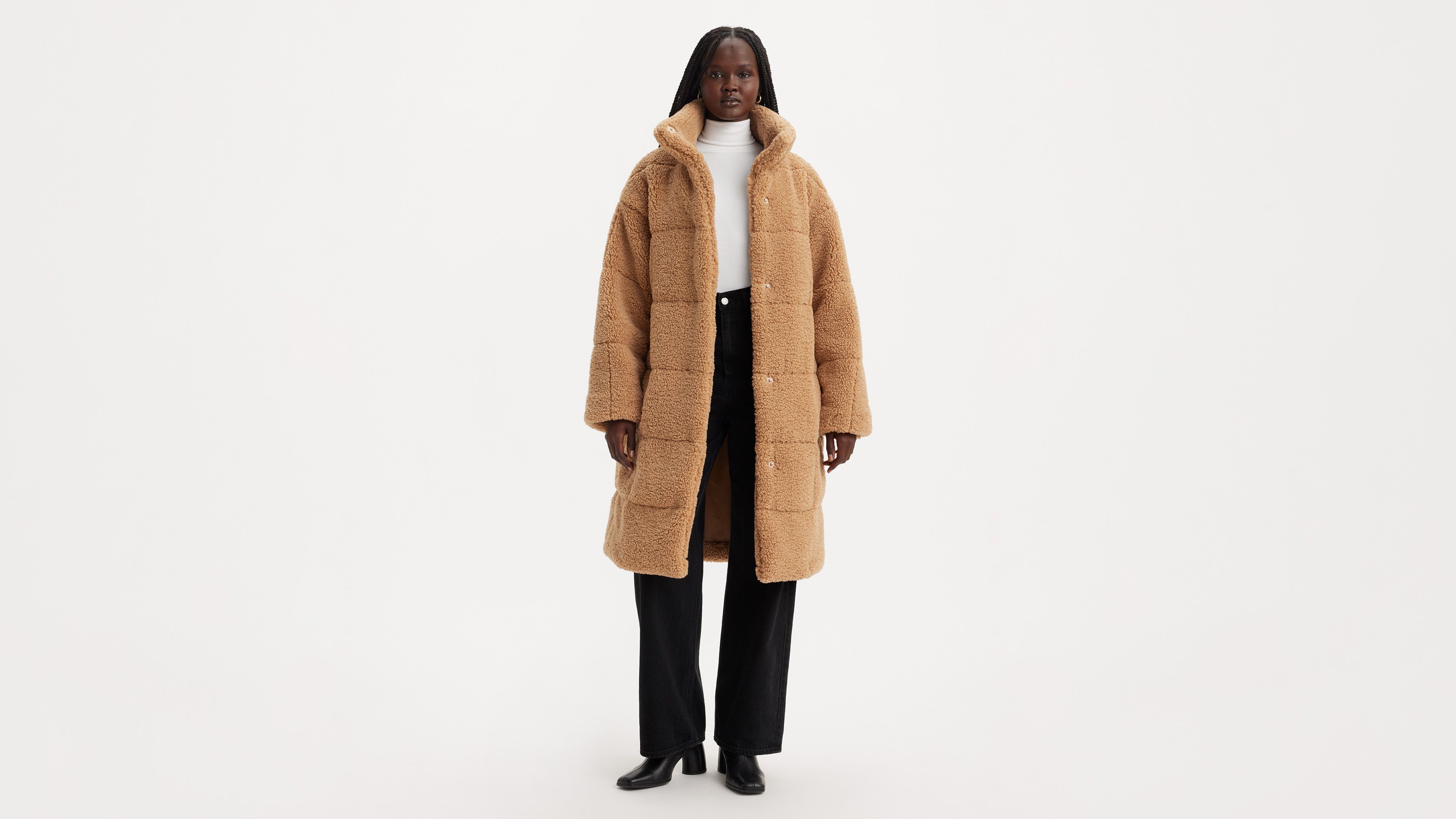 Quilted Sherpa Full Length Teddy Coat - Brown | Levi's® US