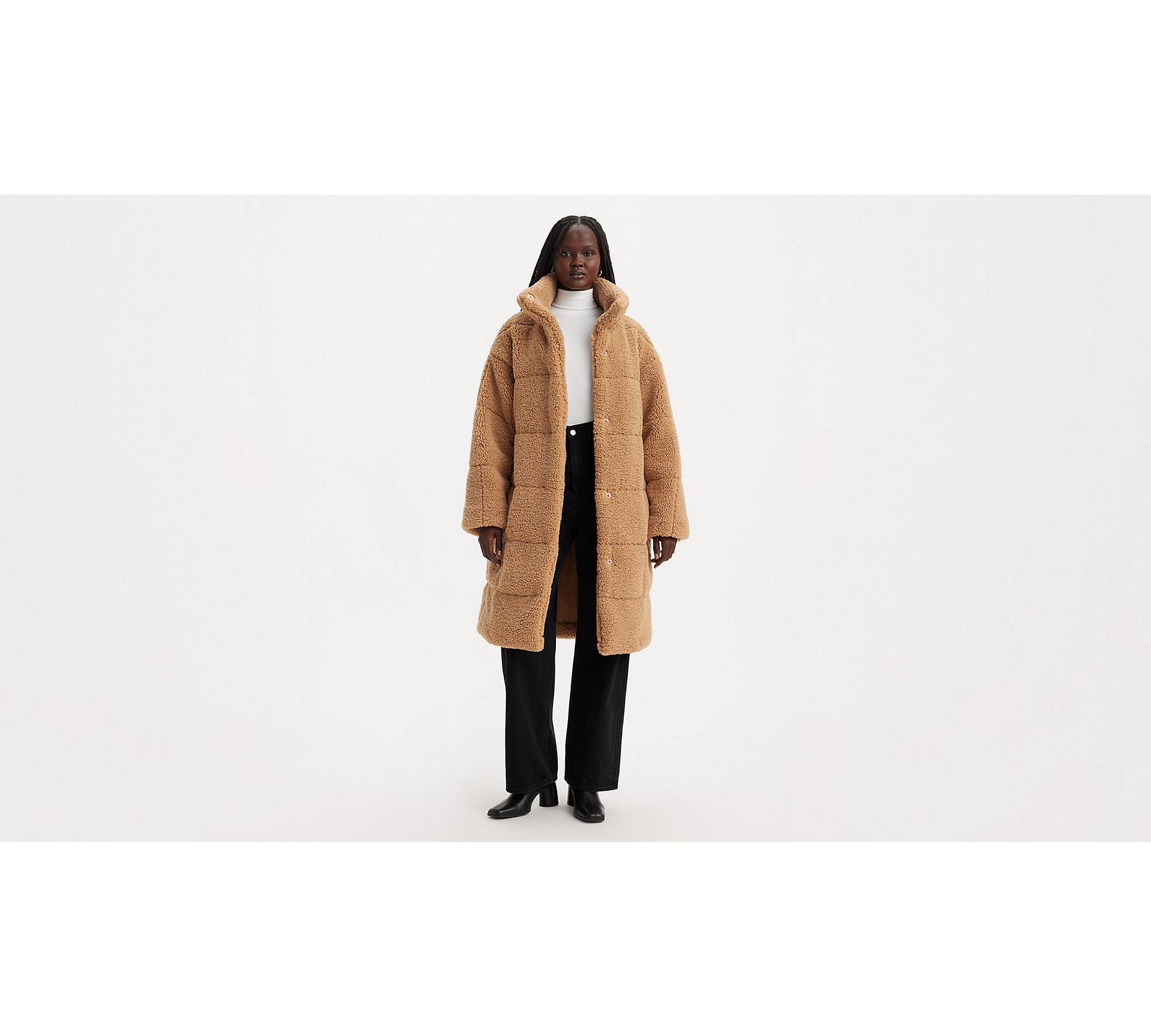 Quilted Sherpa Full Length Teddy Coat 1