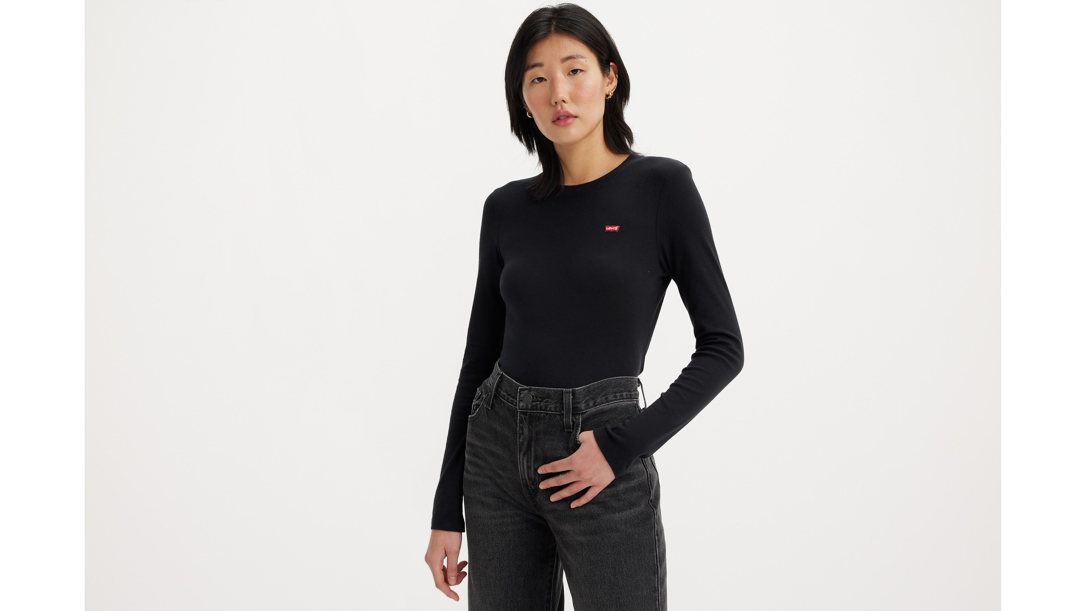 Levi's® Women's Long Sleeve Perfect T-Shirt - Caviar - Black