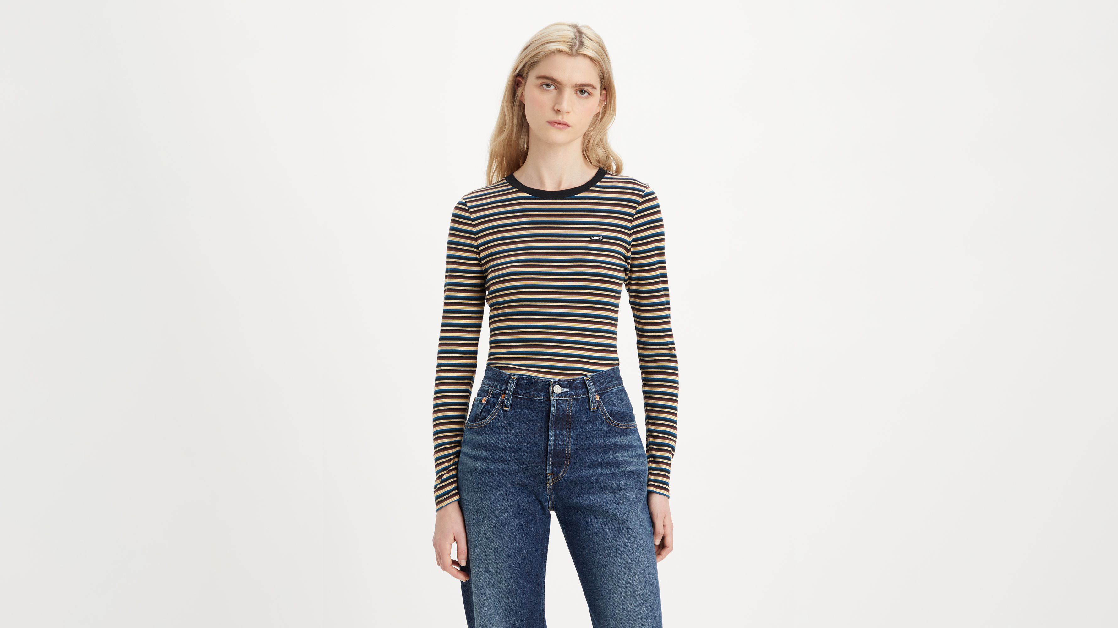 リーバイス Levis 【 Long Sleeve Baby T Shirt Women 】 レディース Long Sleeve Baby T-shirt - Black | Levi's® US