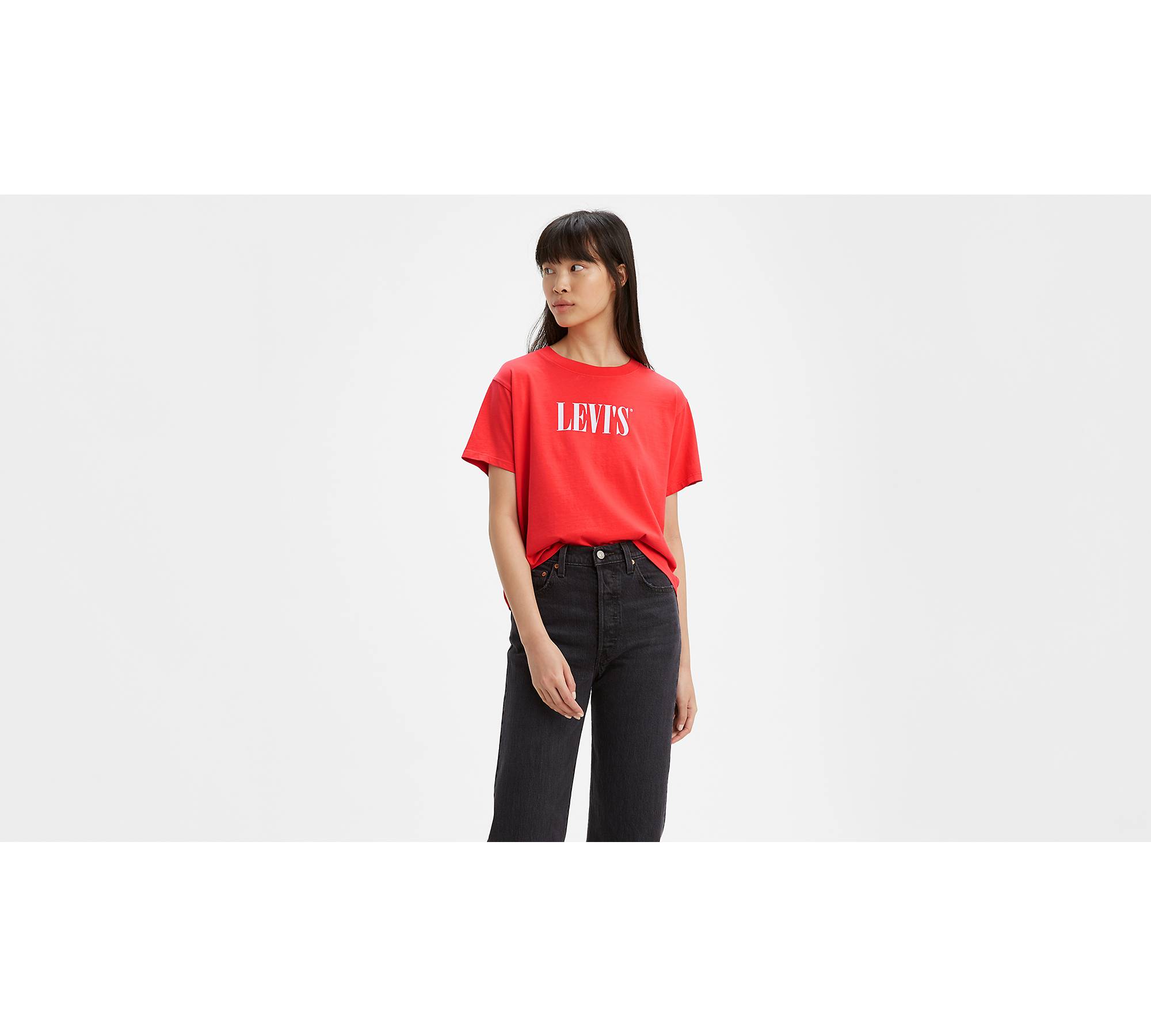 90's Serif Logo Varsity Tee Shirt - Red | Levi's® US