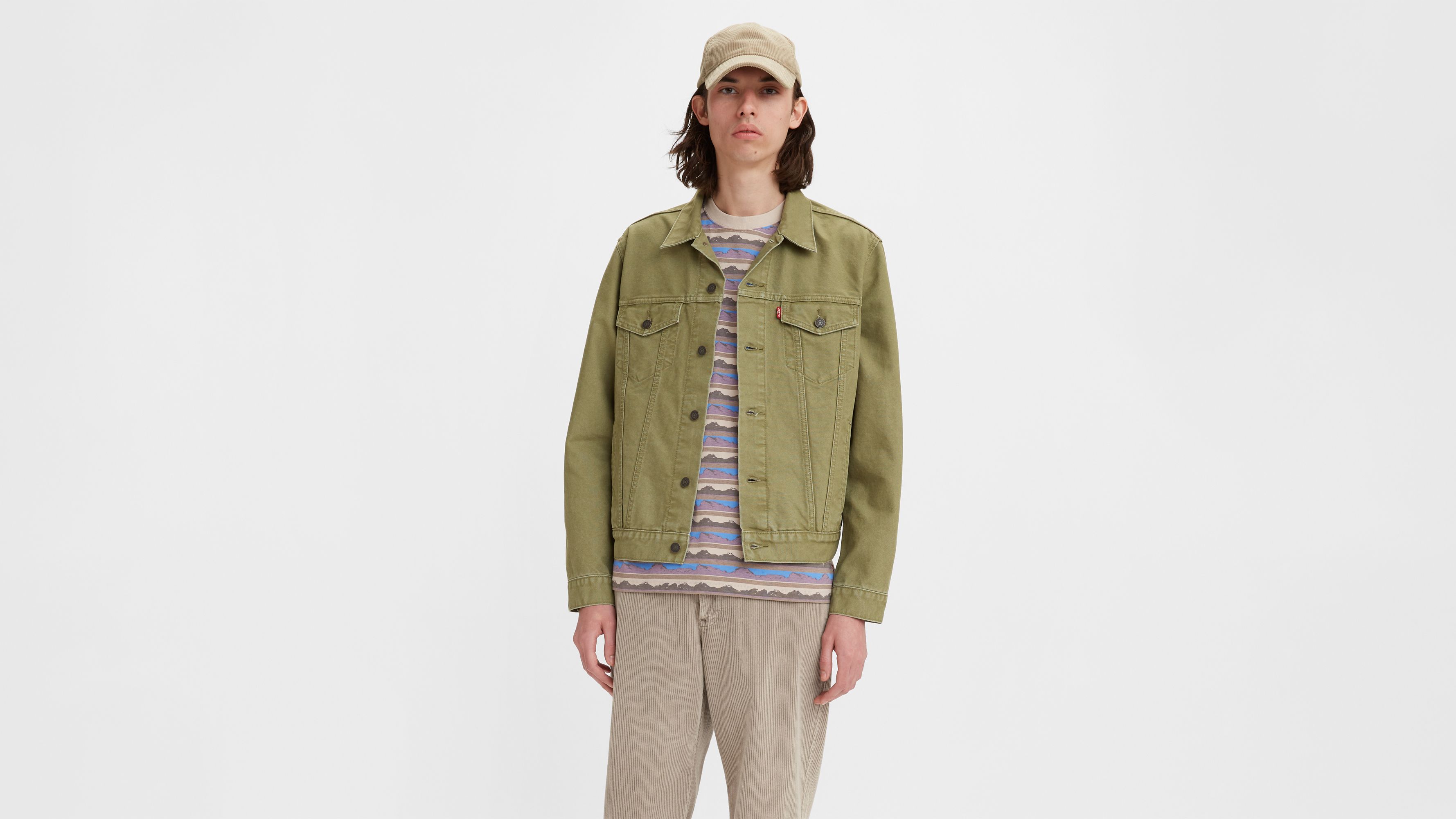 levi's olive green trucker jacket