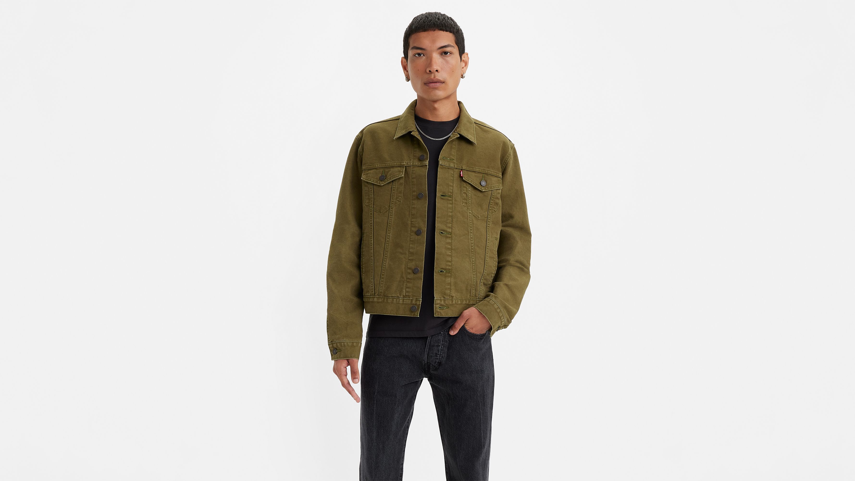 Levi's green hot sale trucker jacket