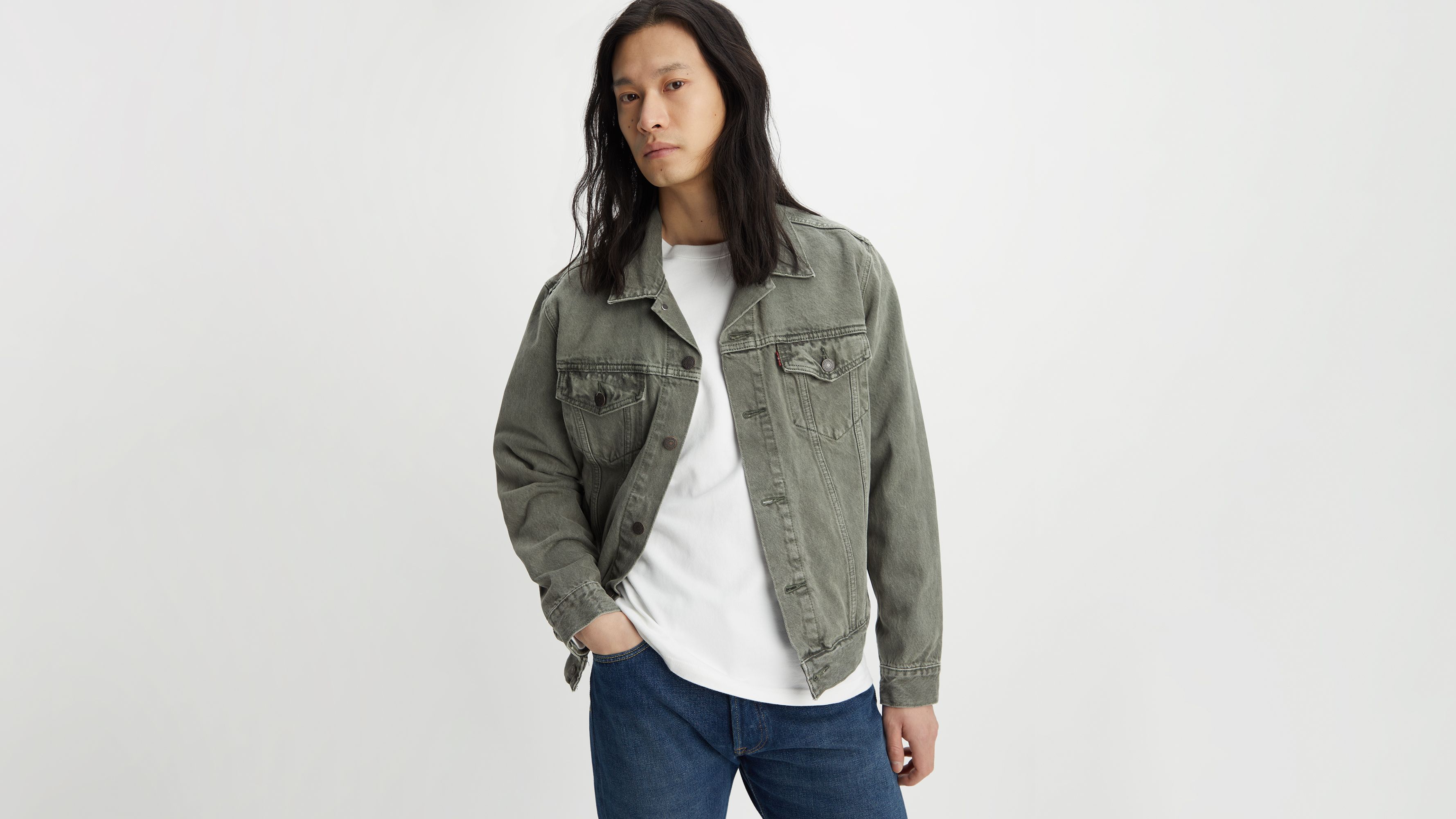 Levis denim jacket green on sale