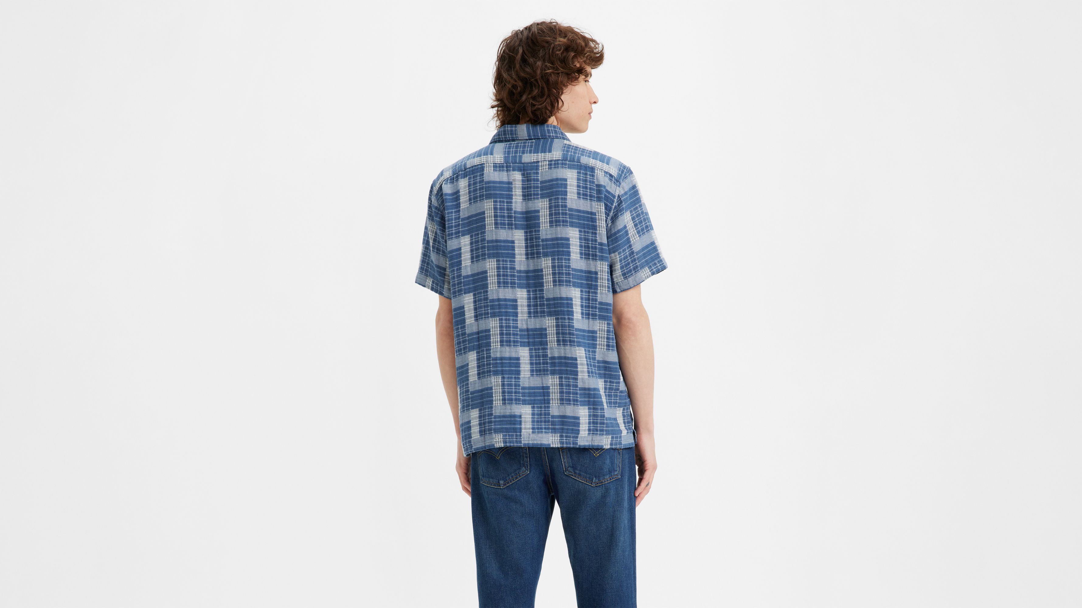 YMC Malick Cotton Bandana Print Shirt, Blue