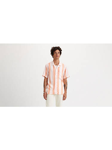 리바이스 Levi Sunset Camp Shirt,Adriano Stripe Bright White - Orange