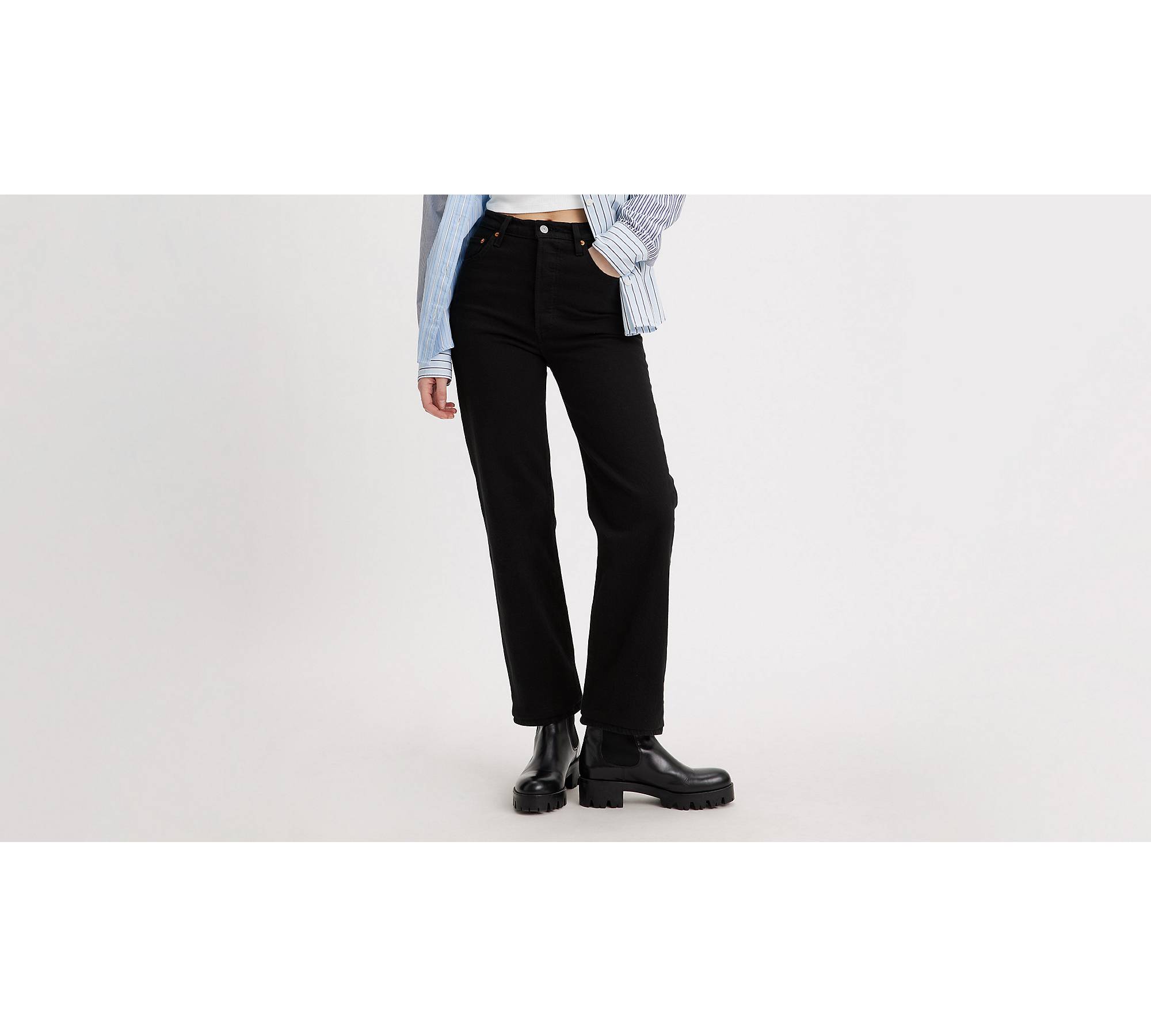 Ribcage Straight Ankle Jeans (plus Size) - Black