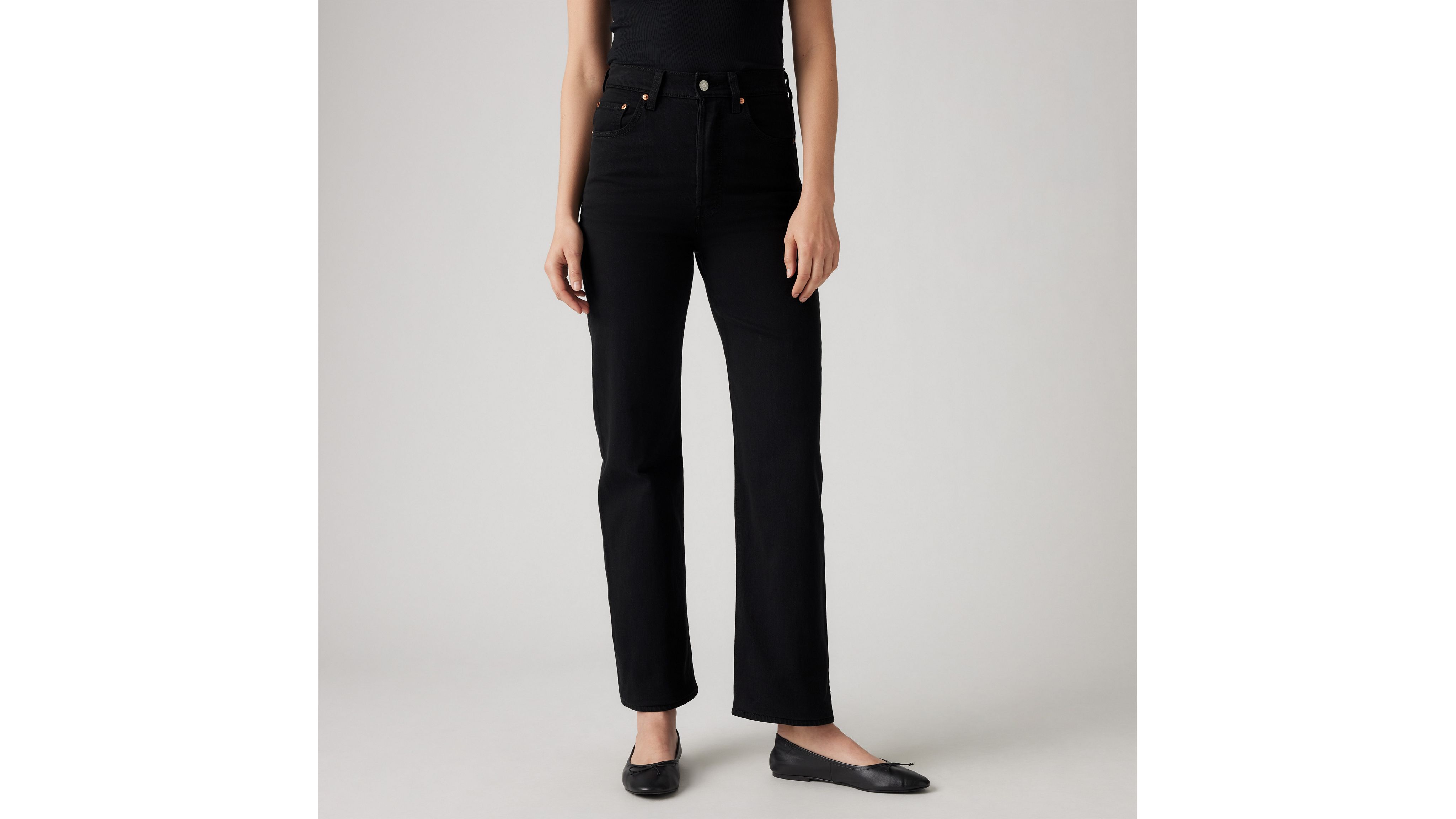 パンツ RIBCAGE STRAIGHT ANKLE BLACK HEART .19 Ribcage Straight Ankle Women's Jeans - Black | Levi's® US