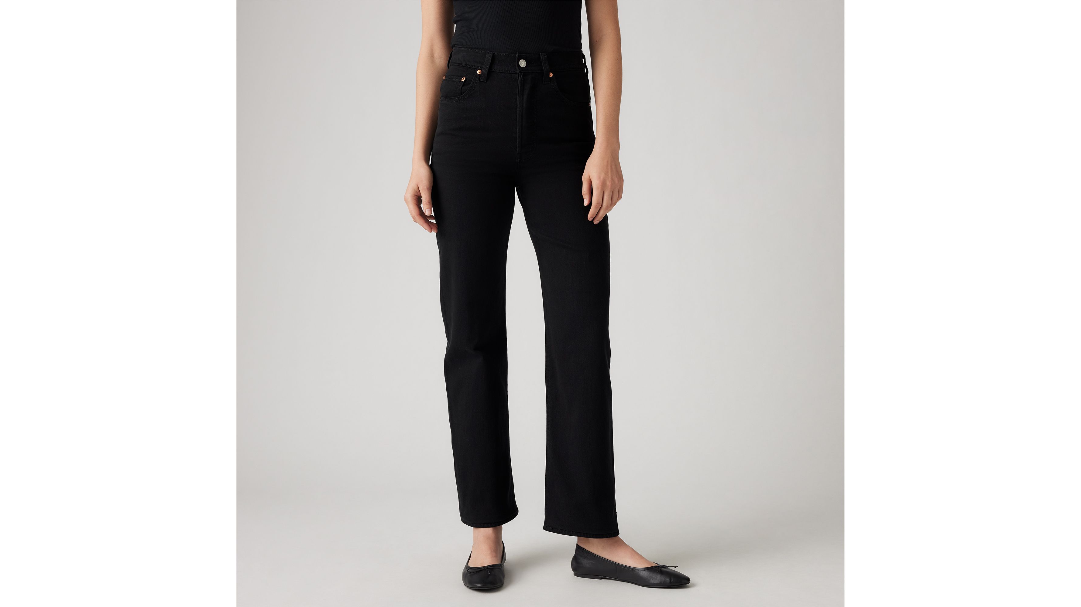 Shop Levi's Ribcage Straight Ankle Jeans In Black Sprout