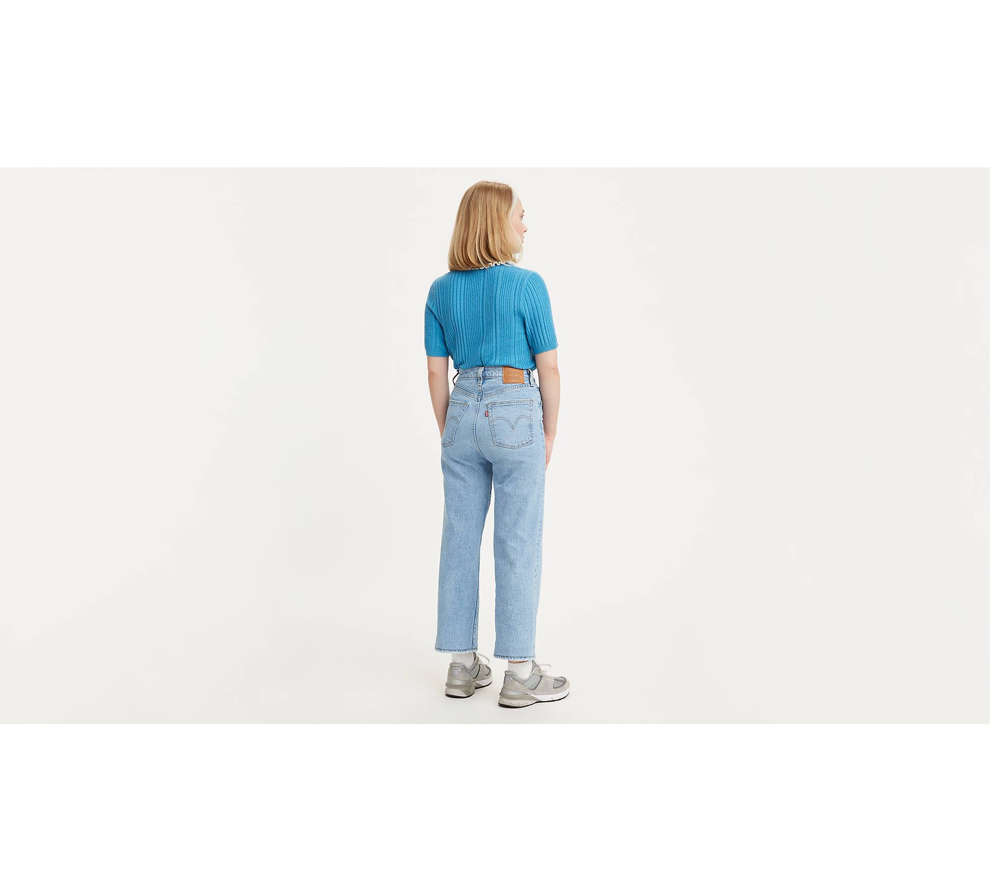 Levi Ribcage Straight Ankle Jeans In Light Blue Sizes 28, 29
