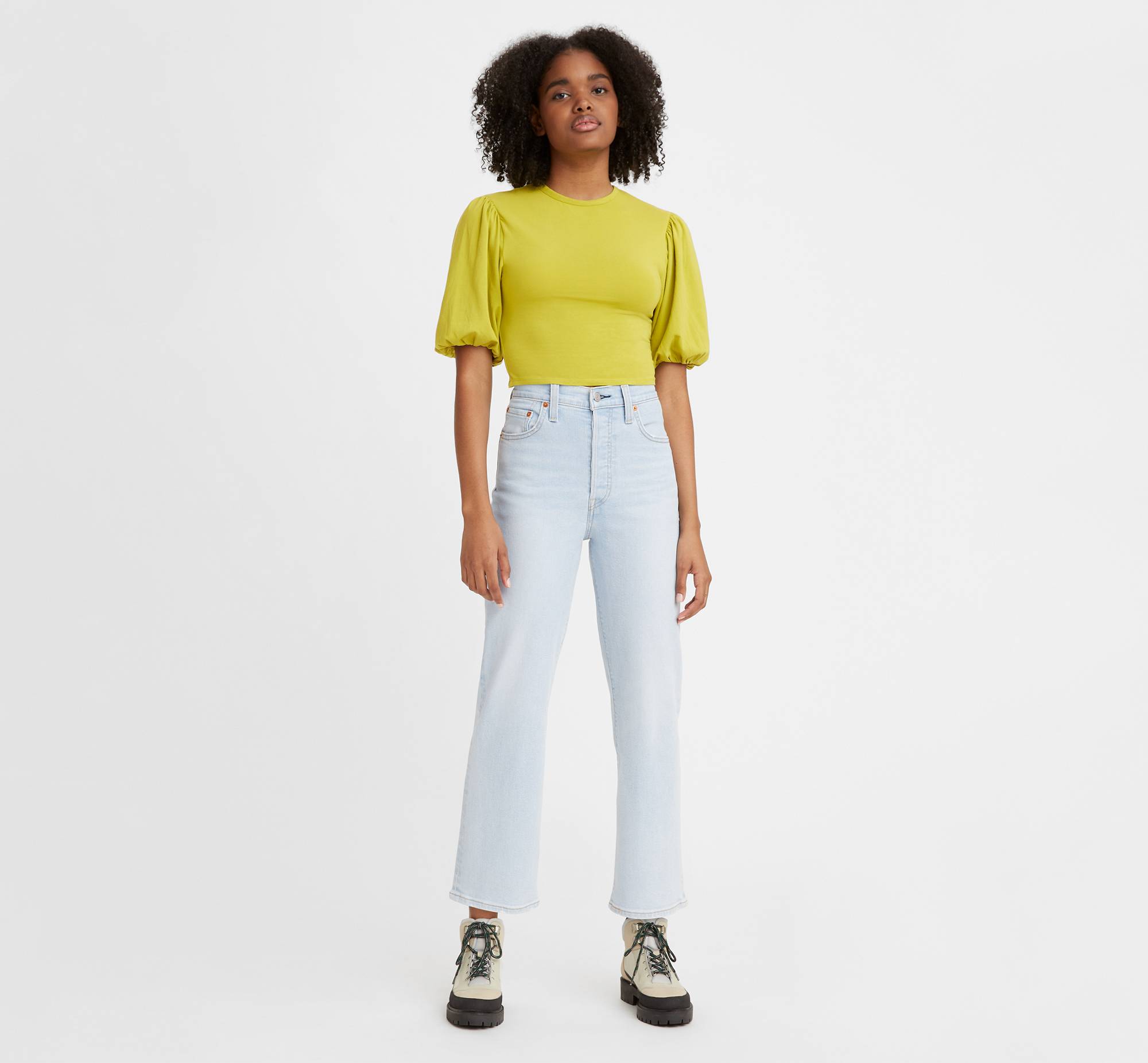 In Aan het water Nacht Ribcage Straight Ankle Jeans - Blue | Levi's® AM