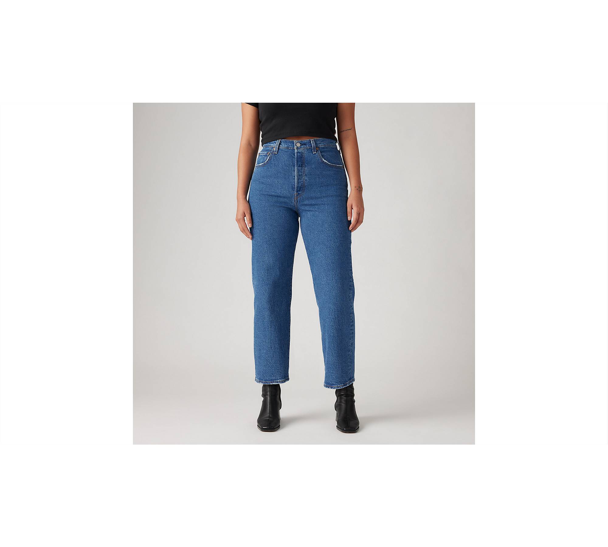 Wedgie Straight Medium Wash High-Rise Cropped Jeans