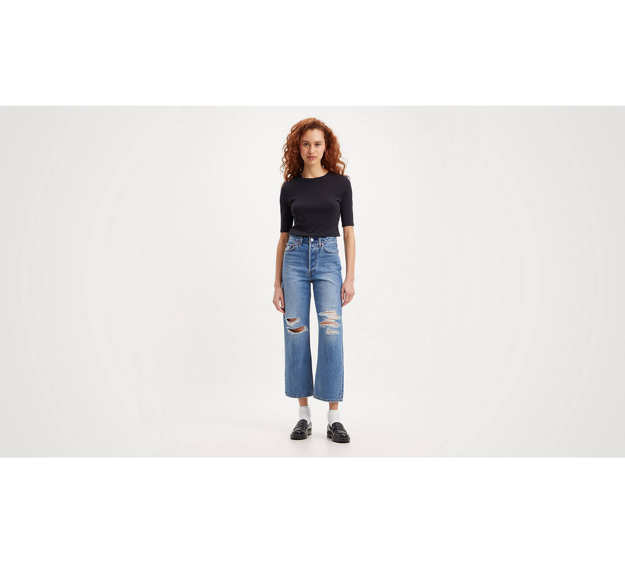 Jeans Mujer Ribcage Straight Ankle Azul Claro Levis
