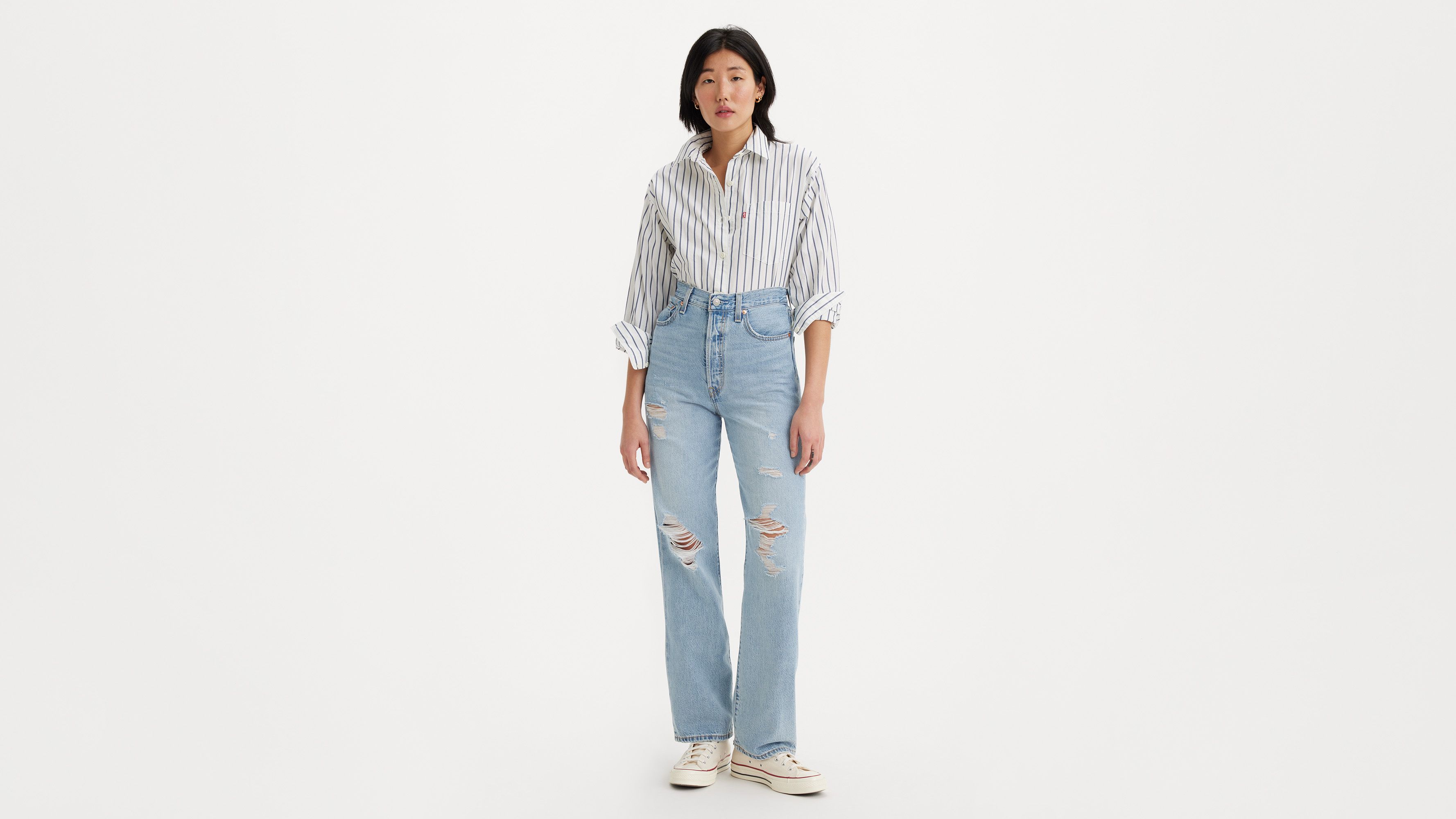 Levi's® Ribcage High Rise Distressed Flare Jeans | Dillard's